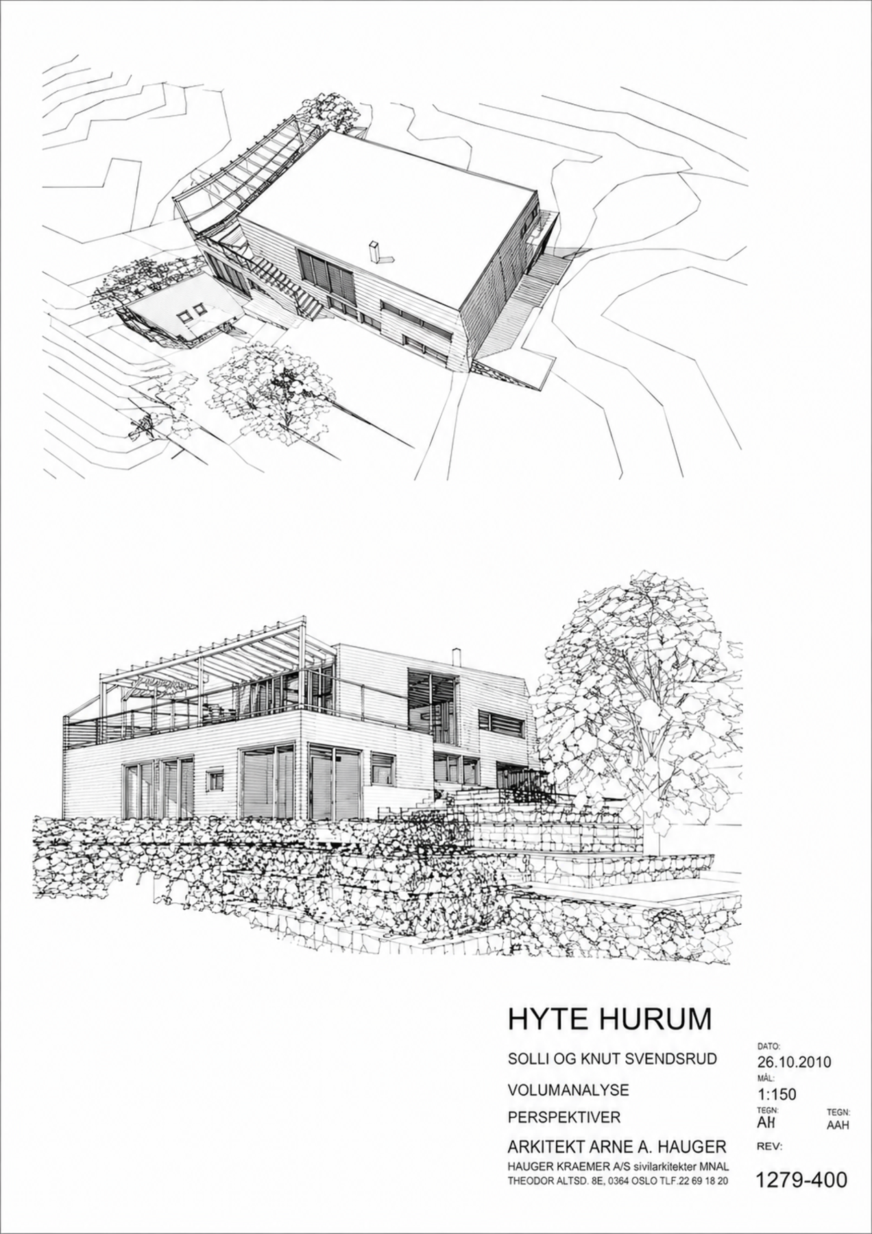 Tegninger på prosjektert hytte fra 2010. Galleribilde
