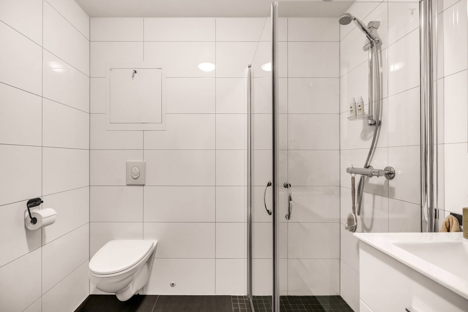 Det er opplegg for vaskemaskin og det er balansert ventilasjon. Galleribilde