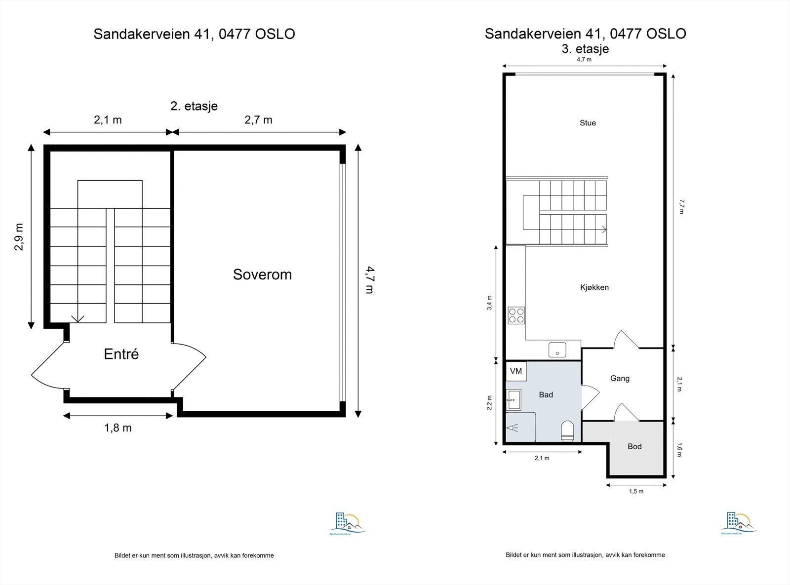 Plantegninger med mål. Galleribilde