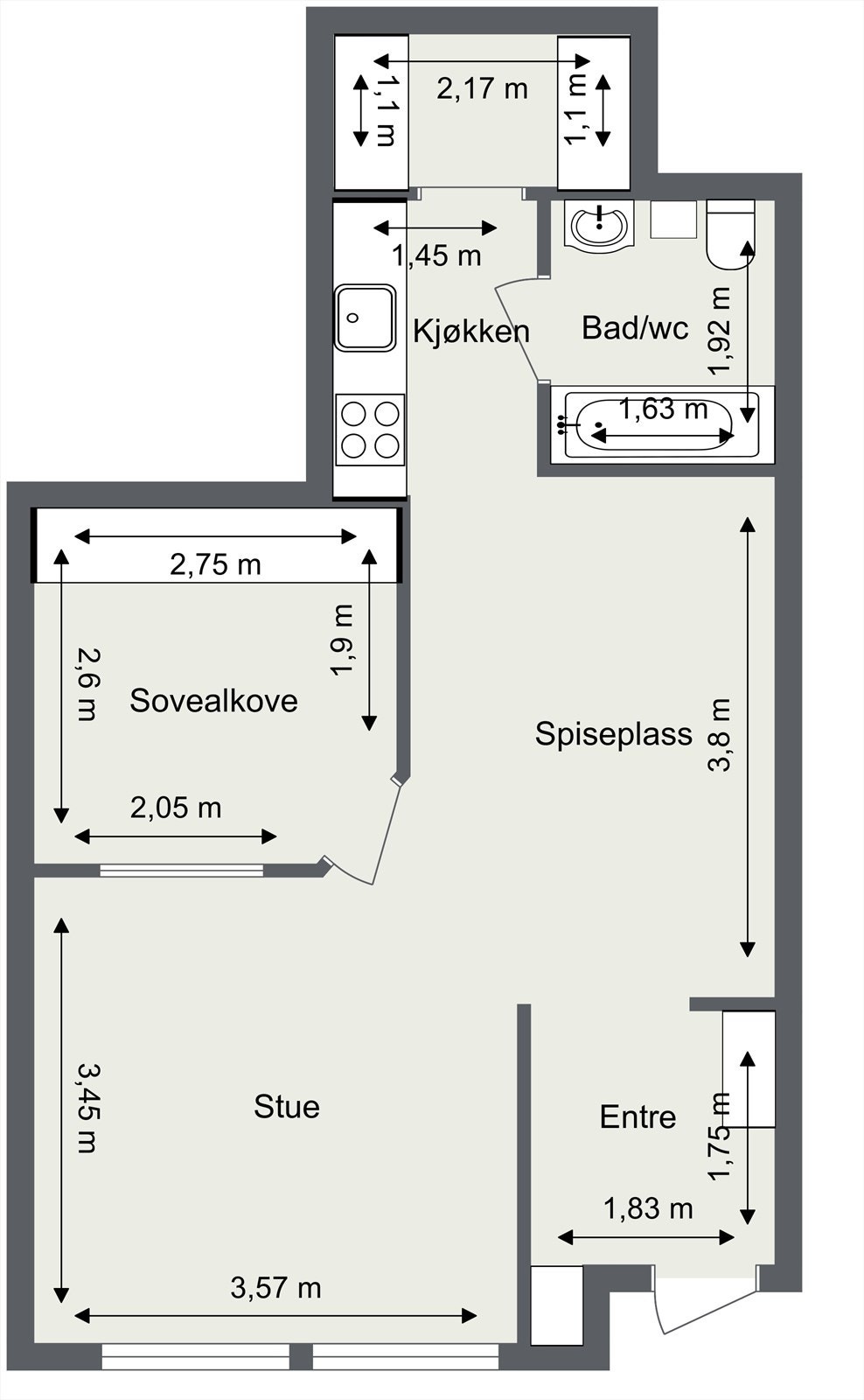 Plantegning med mål Galleribilde
