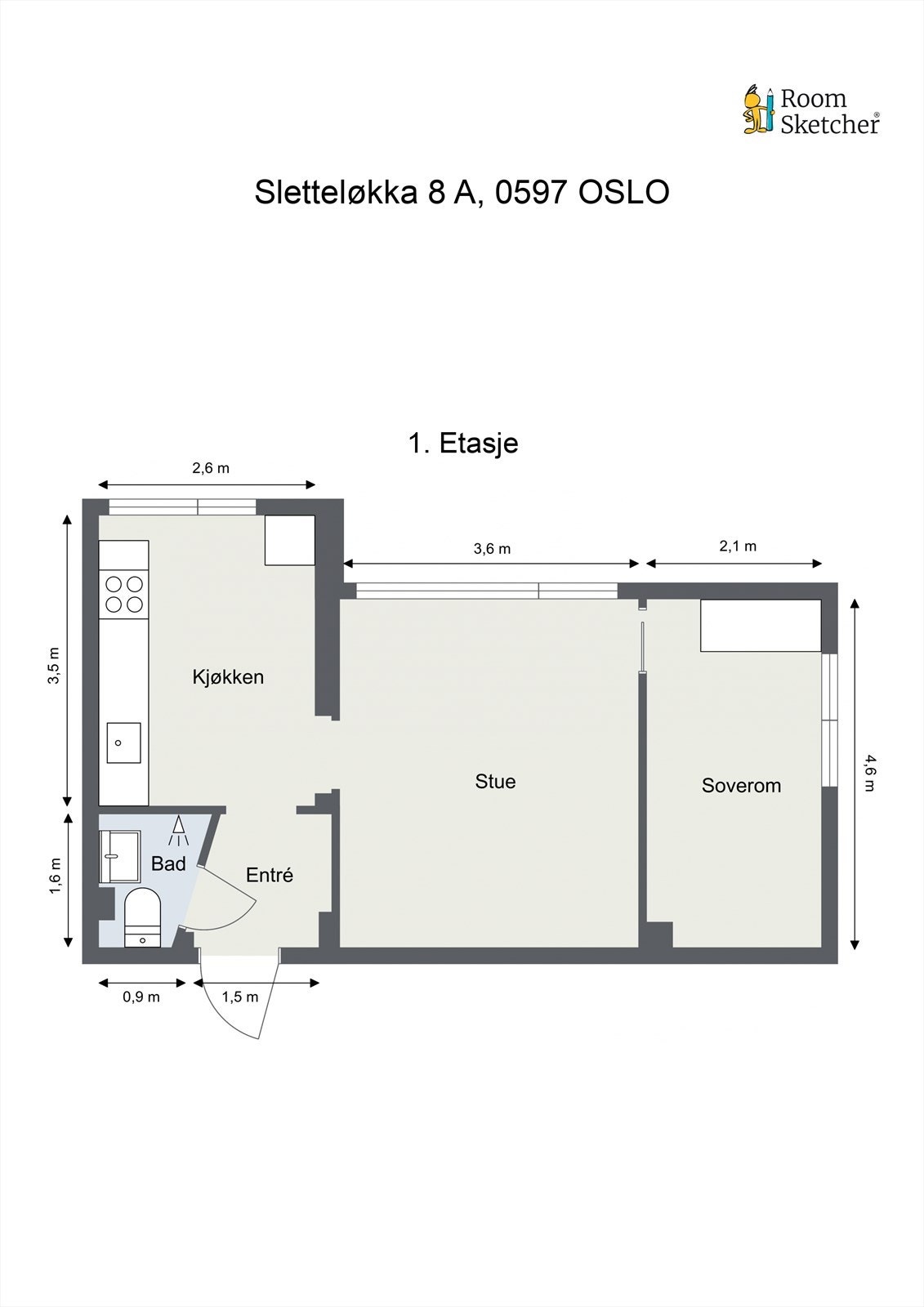 Leiligheten disponerer en bod på loft på ca.4 kvm (8 kvm gulvareal) og en bod på ca. 2 kvm i 1. etasje Galleribilde