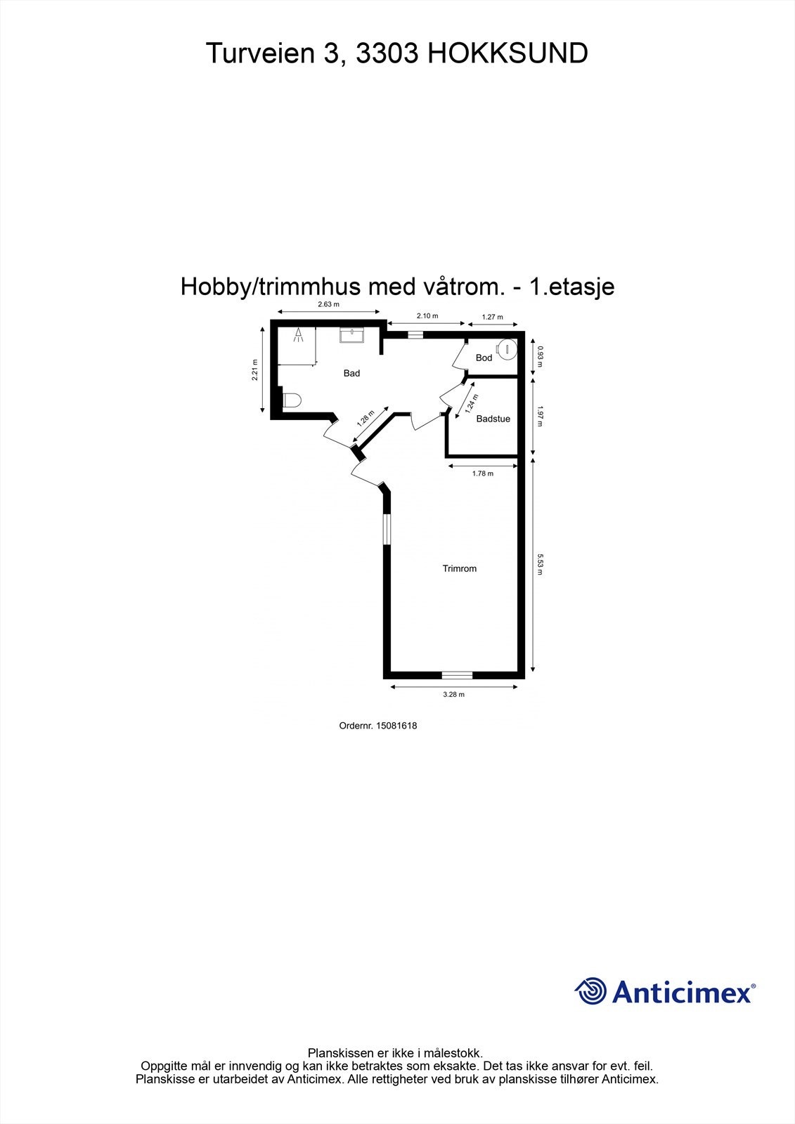 Plantegning hobby/trimmhus med våtrom Galleribilde
