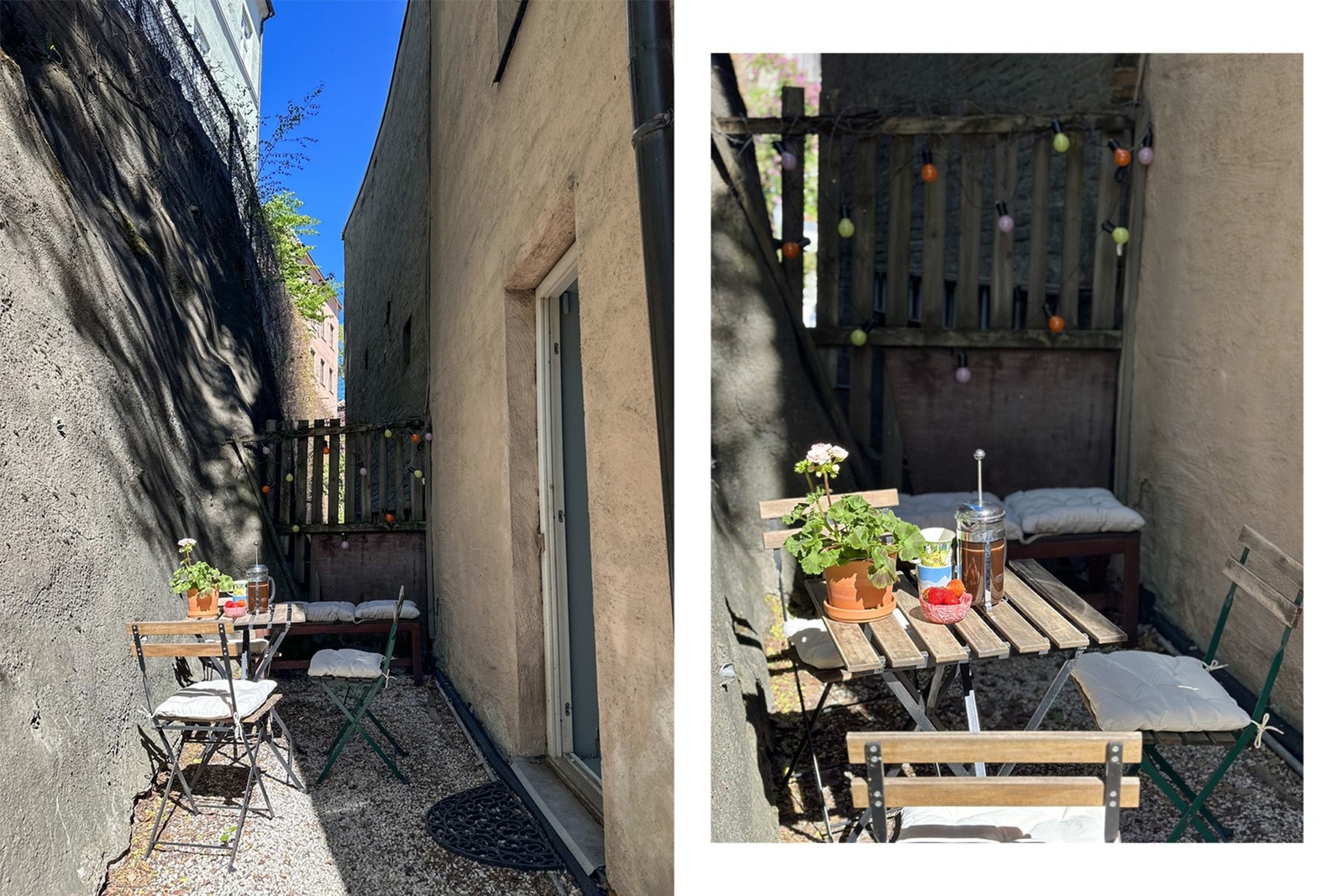 Den skjermede plassen ved hovedsoverommet legger til rette for idylliske øyeblikk i den varme årstiden. Galleribilde