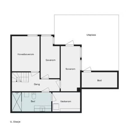 Alternativ planteikning med tre soverom. Galleribilde