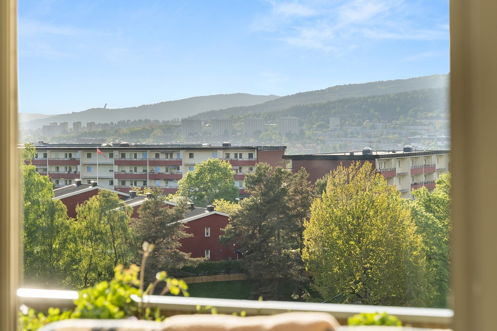 Grønne og frodige omgivelser preger utsikten fra leiligheten. Galleribilde
