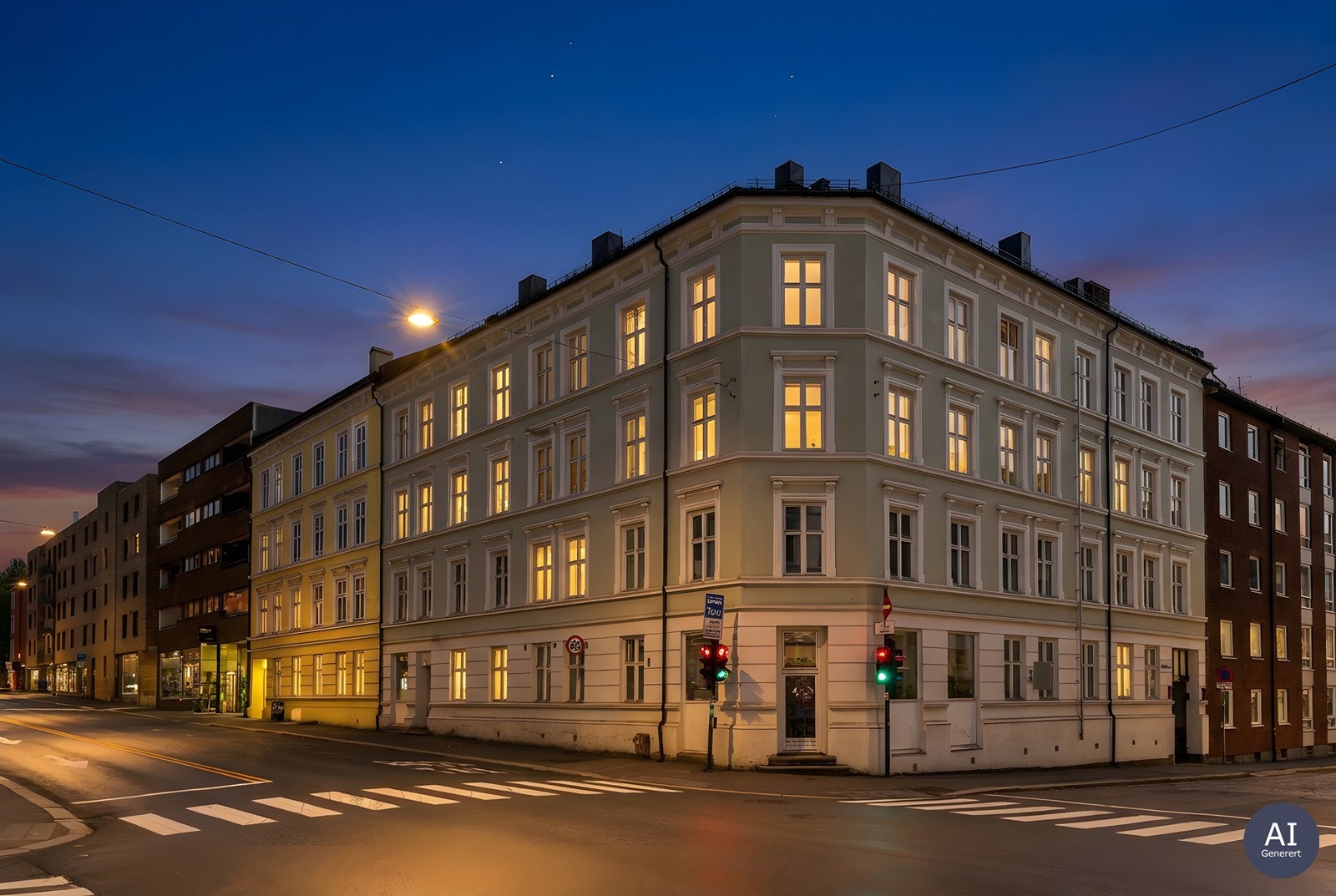 Den klassiske bygården har en flott og velholdt fasade. Leiligheten både vender mot- og har adkomst fra Christies gate. Galleribilde