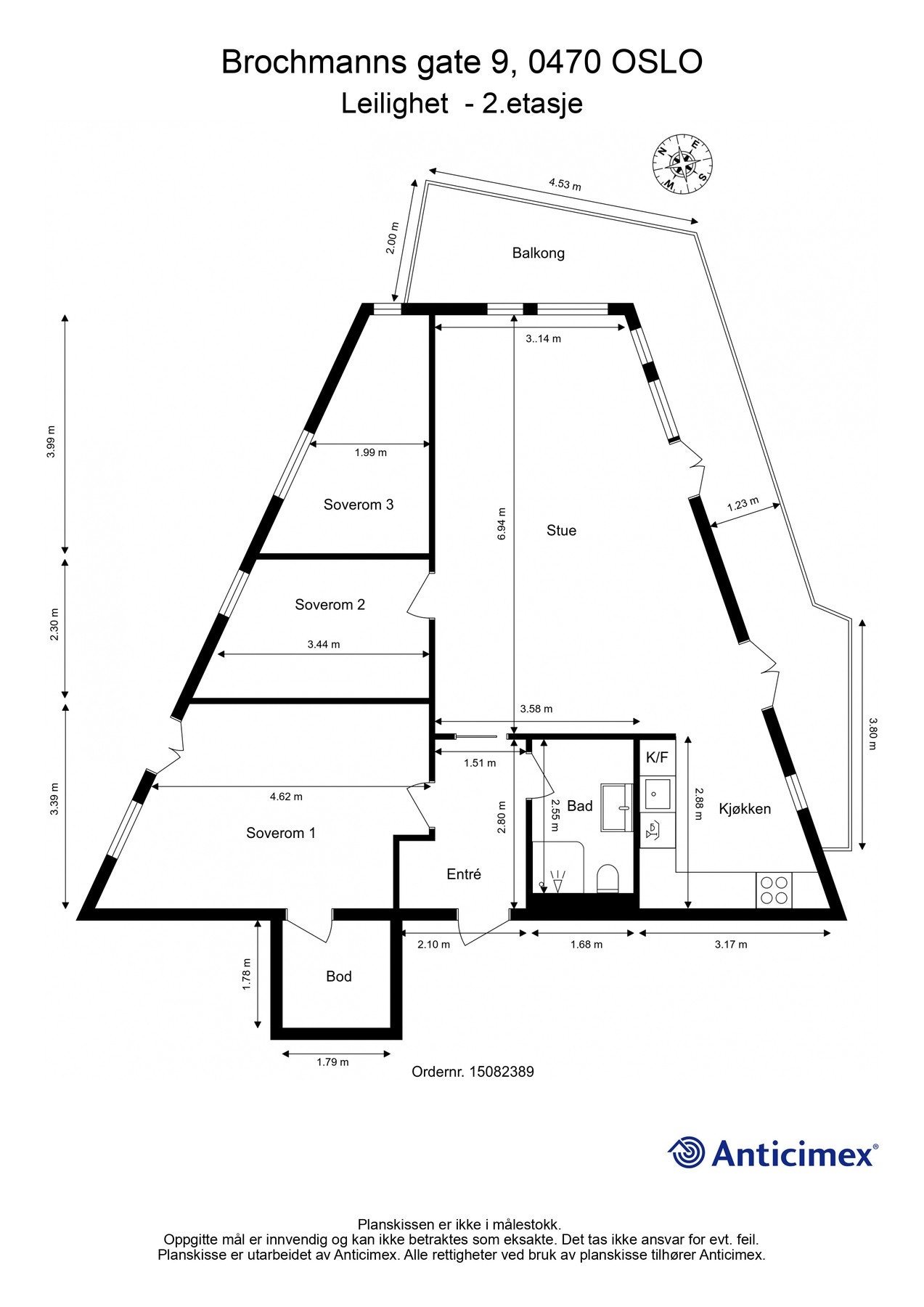 Plantegning 2. etasje med heis. I tillegg disponerer leiligheten en garasjeplass med elbil-lader, samt en kjellerbod på ca. 5m². Galleribilde