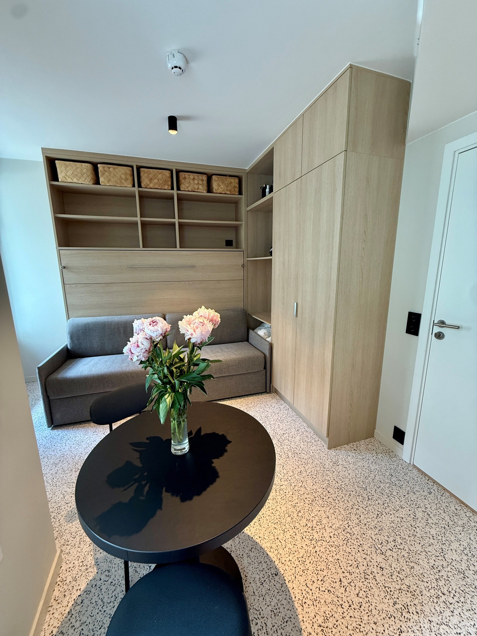 Studio del 2, 14 m2- sofa og klesskapp. Seng trekkes ned fra hyllen Galleribilde