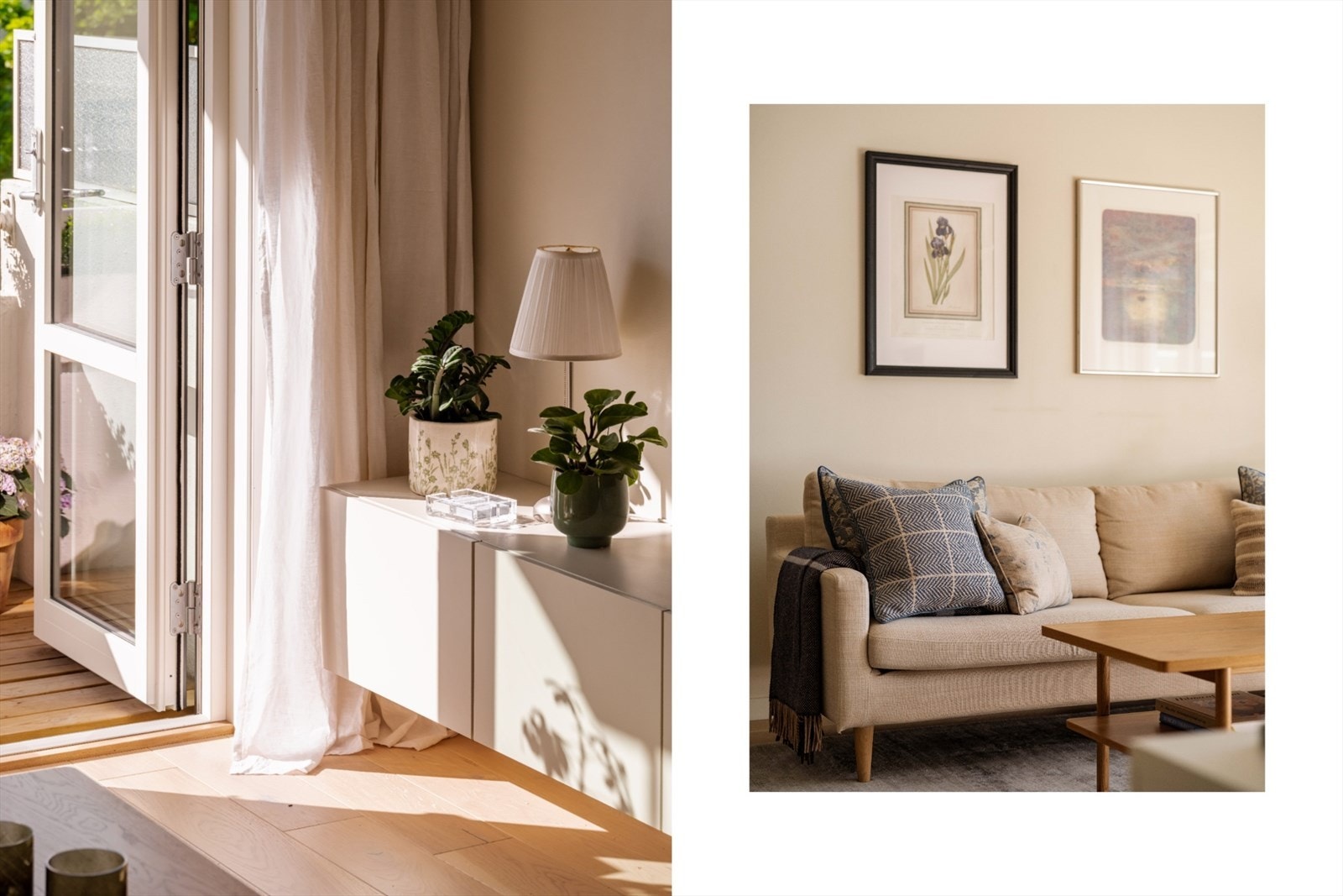 Her ser du hvor fint lyset treffer inn i stuen når solen står på. Galleribilde