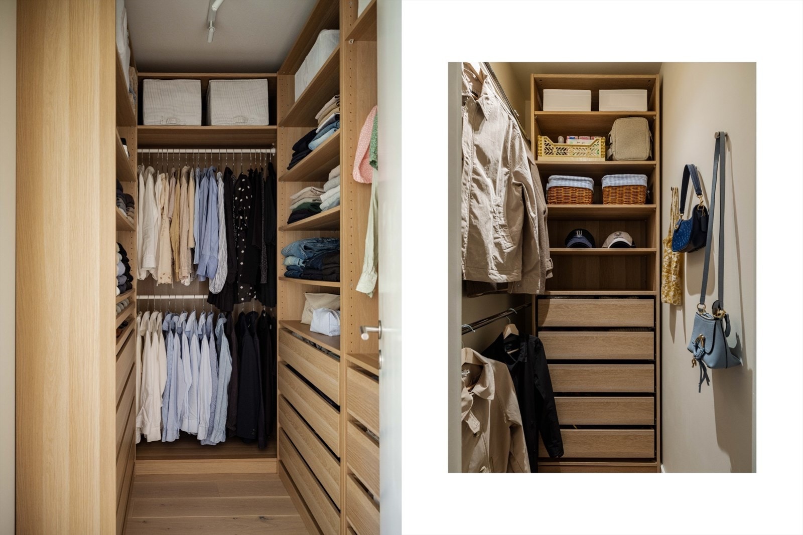 Walk-in garderobe gir en luksuriøs følelse og god oversikt over oppbevaringen. Galleribilde