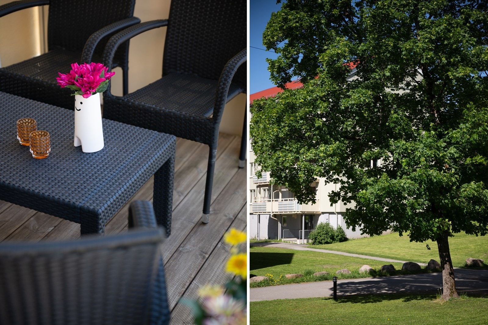 Vestvendt veranda på ca. 9 kvm og god plass til utendørs sittegruppe Galleribilde
