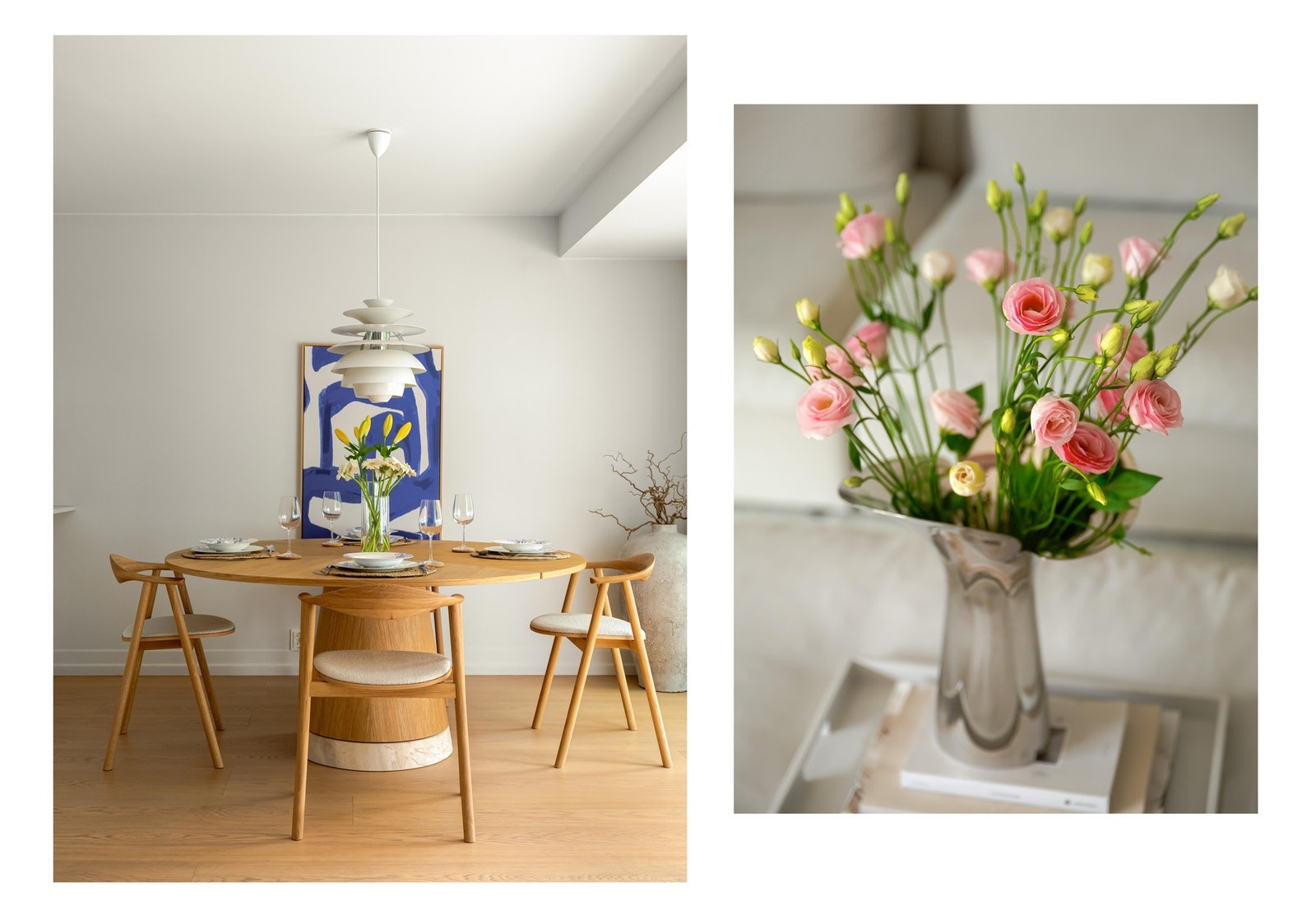 I direkte tilknytning til kjøkkenet finner vi spiseplassen. Her er det selvfølgelig plass til langbord. Galleribilde