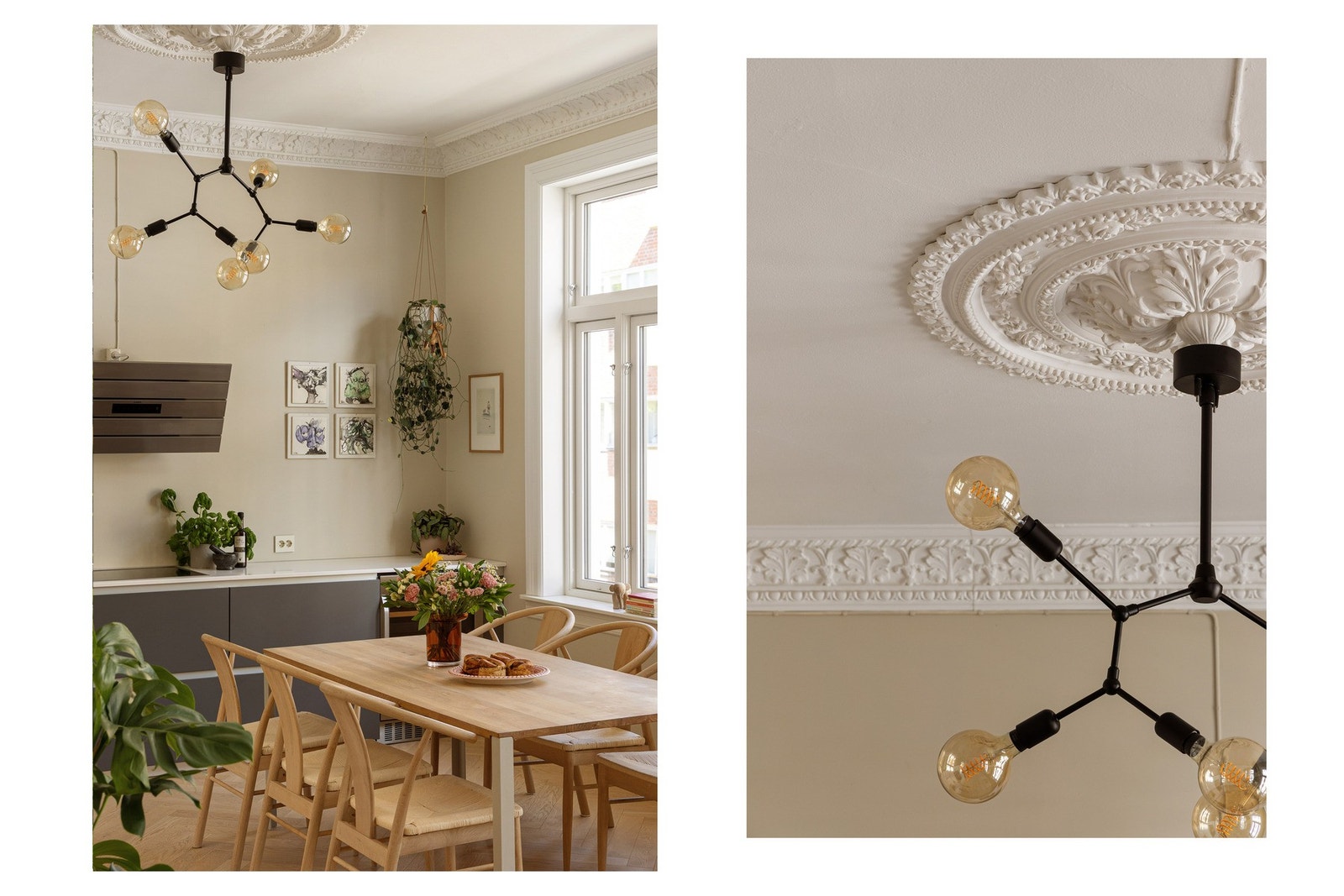 Vakker rosett på både kjøkken og i stue. Galleribilde