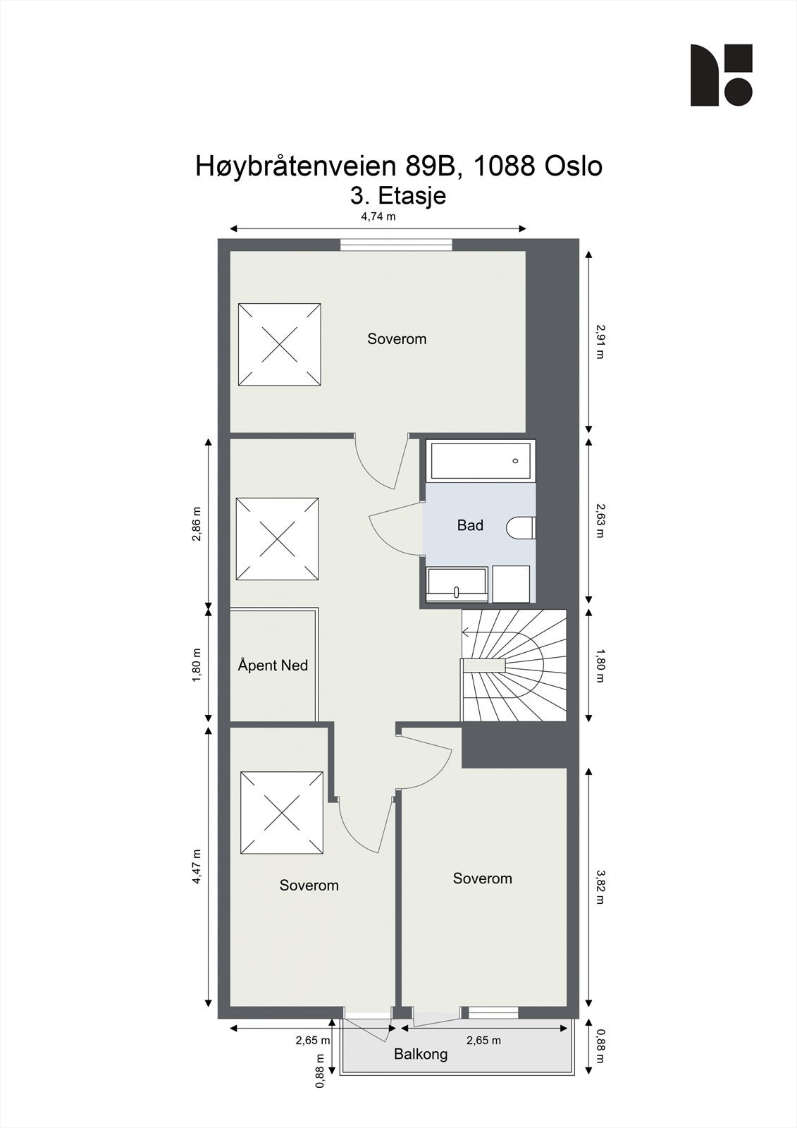 Plantegning 3. Etasje Galleribilde