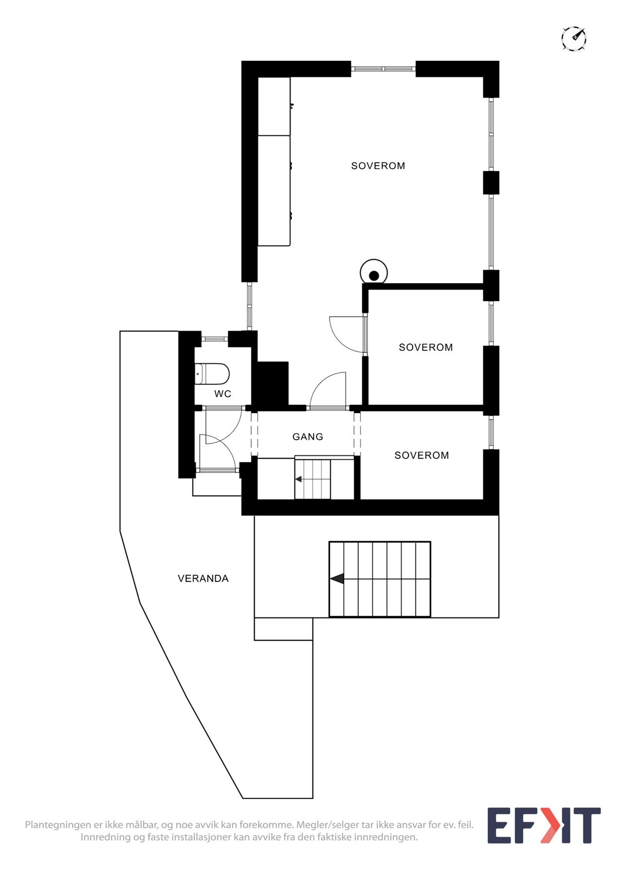 Plantegning som viser hyttens 2. etasje. Galleribilde