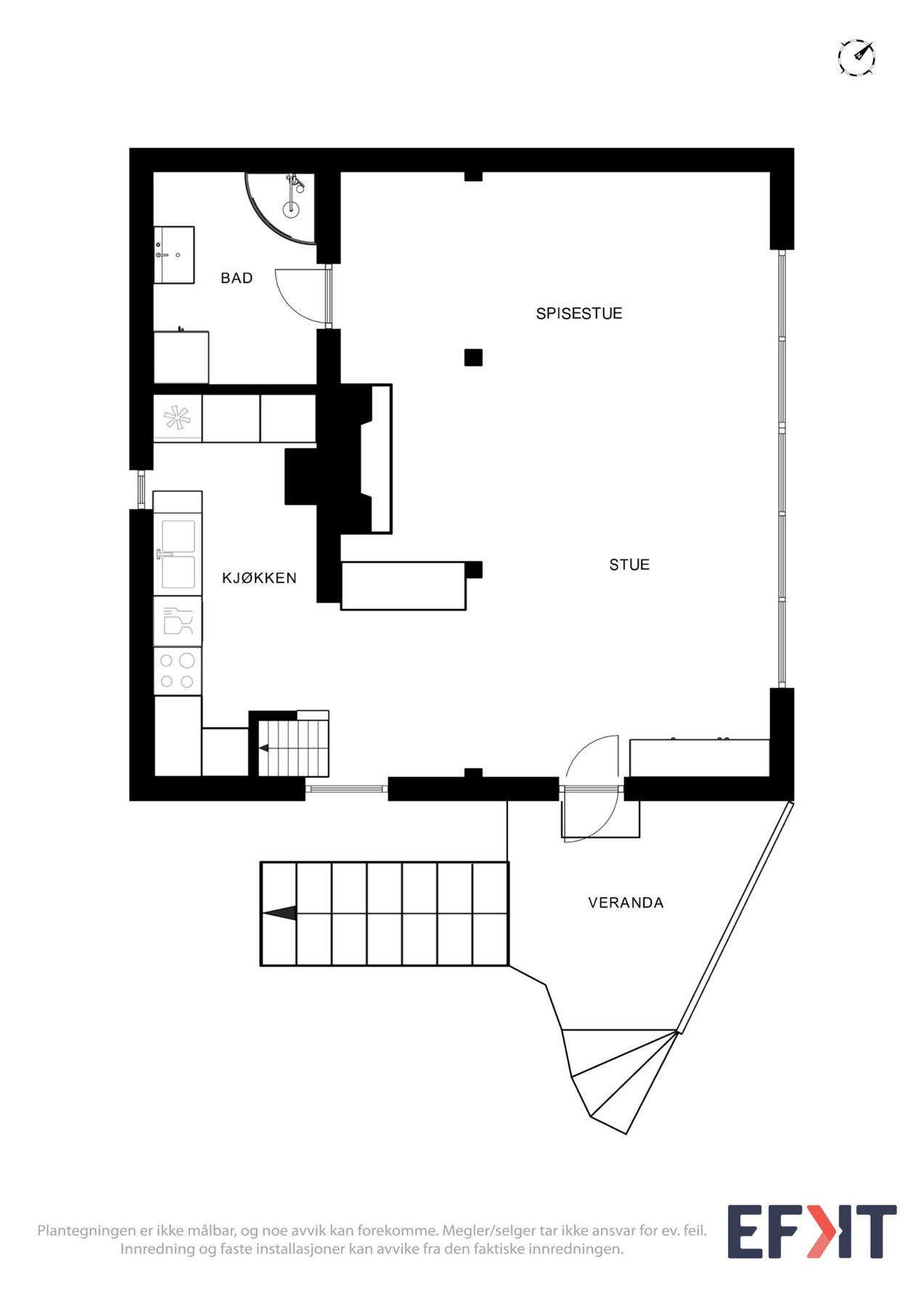Plantegning som viser hyttens 1. etasje. Galleribilde