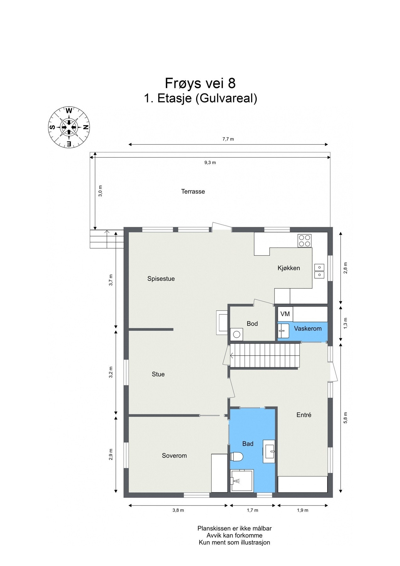 Plantegning - 1.etasje - Frøys vei 8. Galleribilde