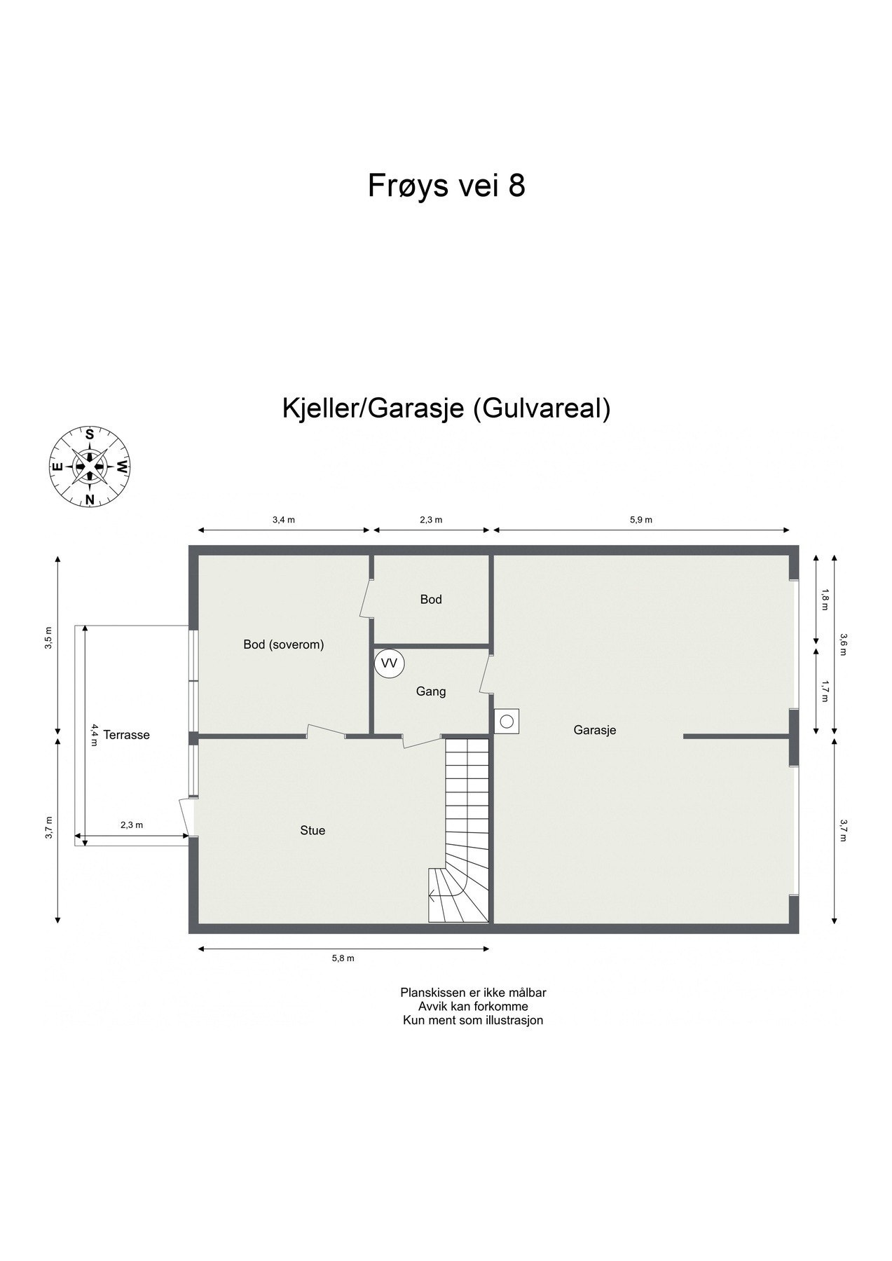 Plantegning - Underetasje - Frøys vei 8. Galleribilde