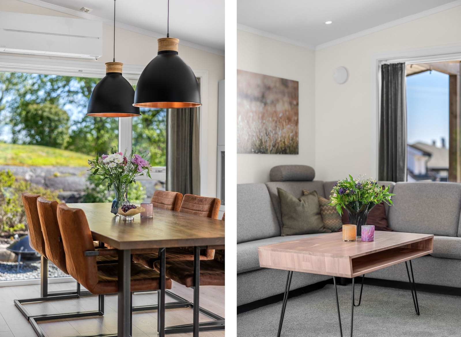 Store vinduer gir rikelig med naturlig lys og utsikt til grøntområder. Rommet er lyst og innbydende! Galleribilde