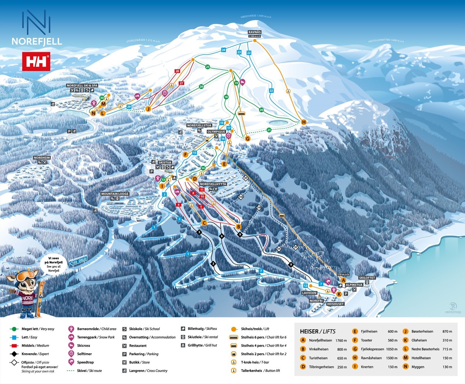 Norefjell skisenter ligger under 20 min unna med bil.
Kart over Norefjell skisenter Galleribilde