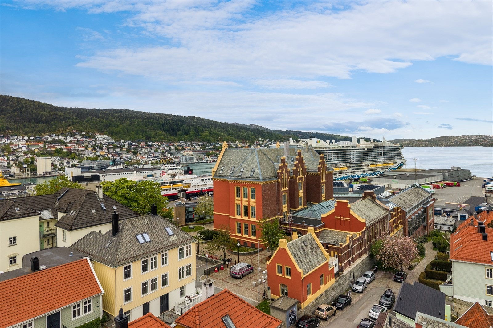 Utsikt mot nærområdet, sjøen og byens landskap. Galleribilde