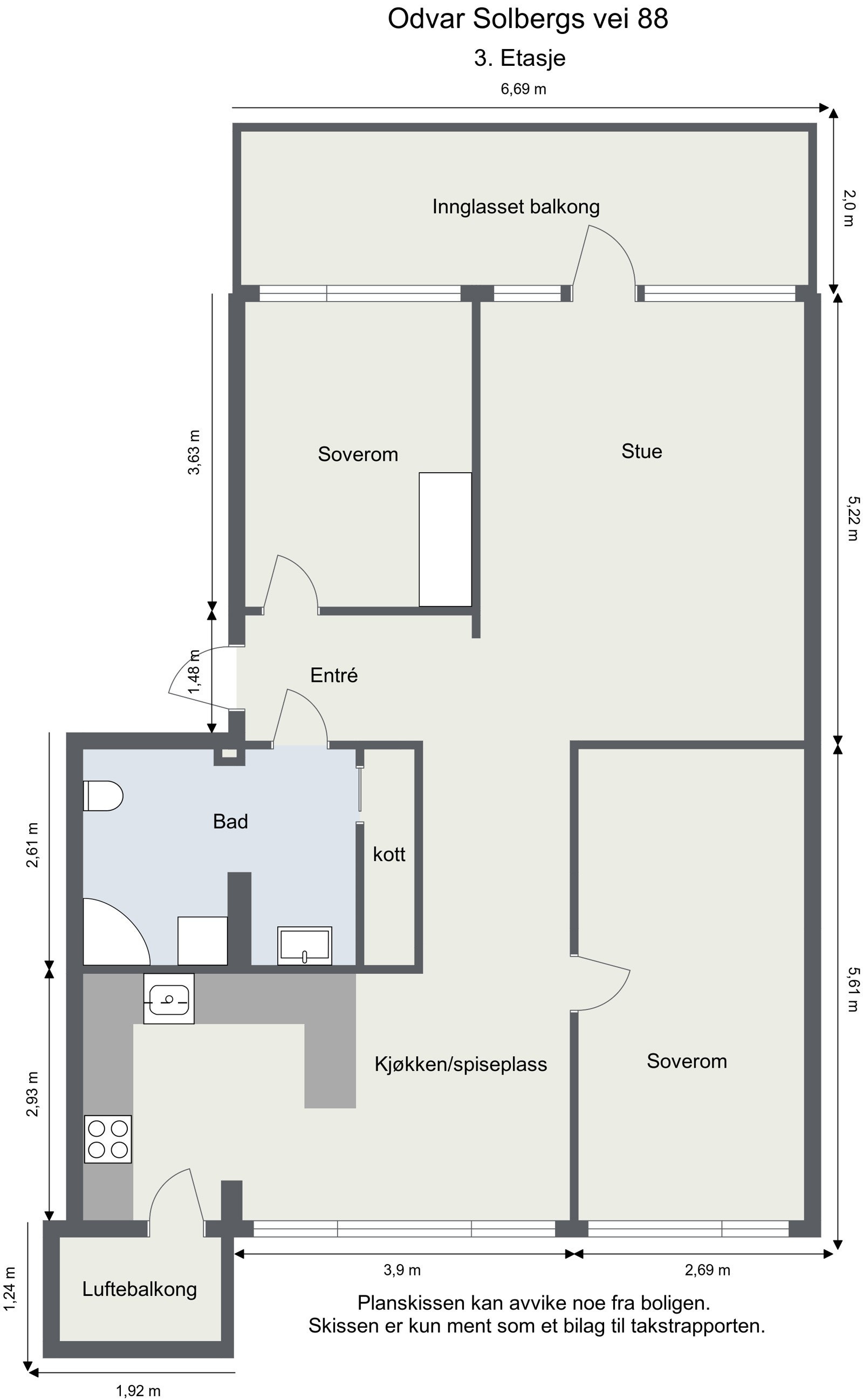 Leiligheten har en gjennomgående planløsning. Galleribilde