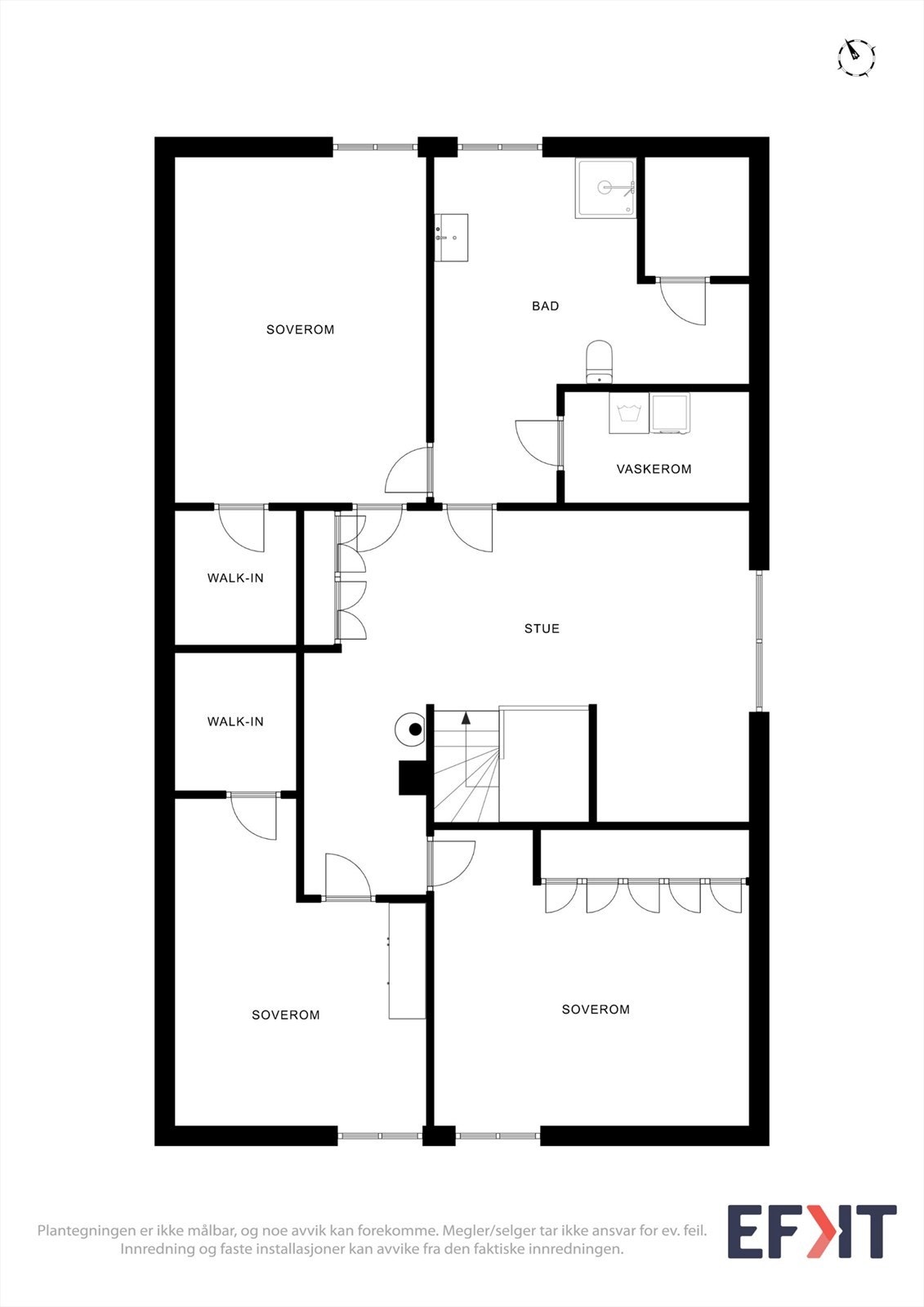 Loftsetasjen er en mer privat sone med tre soverom, loftstue, et modernisert bad og et separat vaskerom. Galleribilde