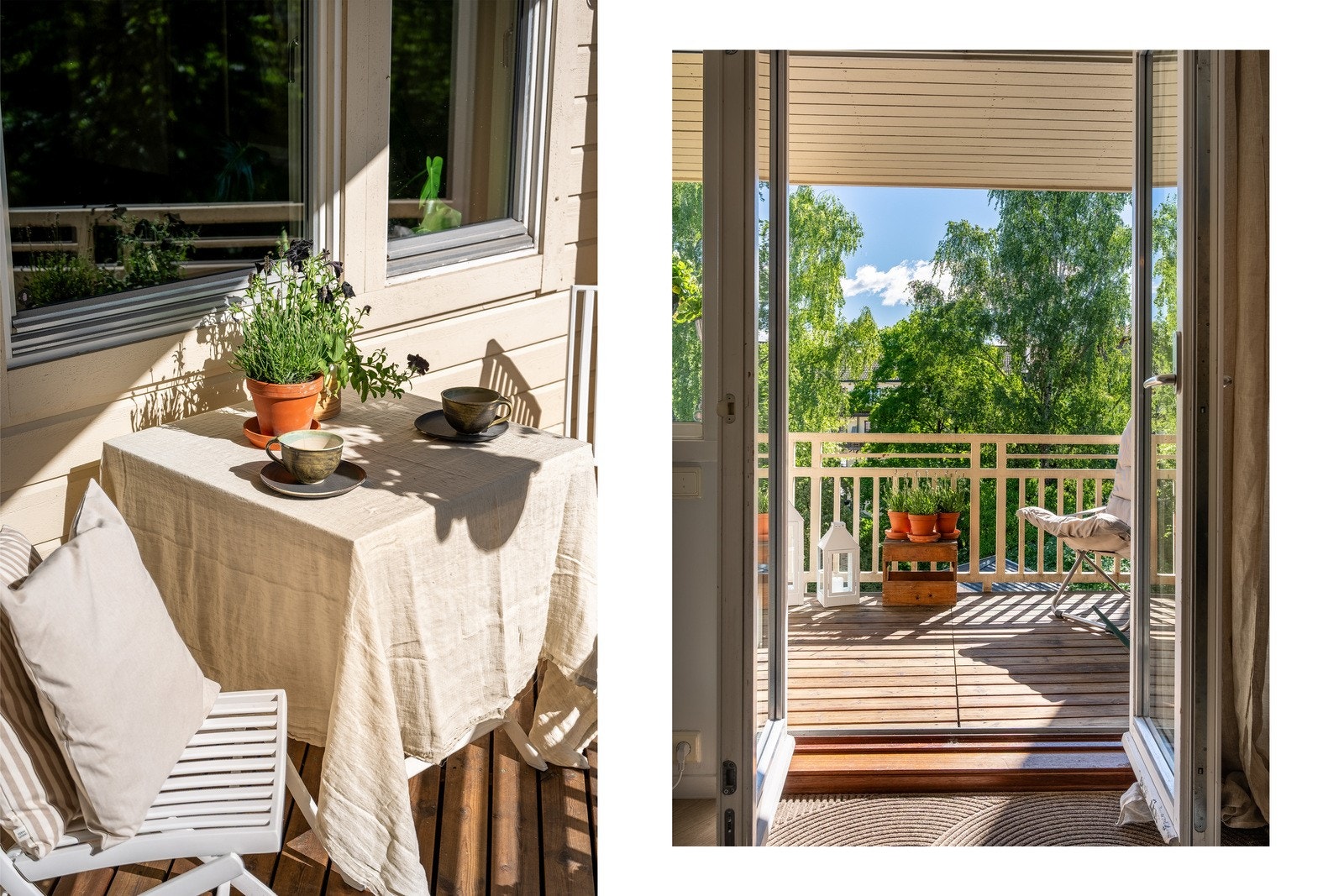 Fra stuen er det adkomst til en av leilighetens 3 uteplasser - en solfylt balkong på ca. 7 m² Galleribilde