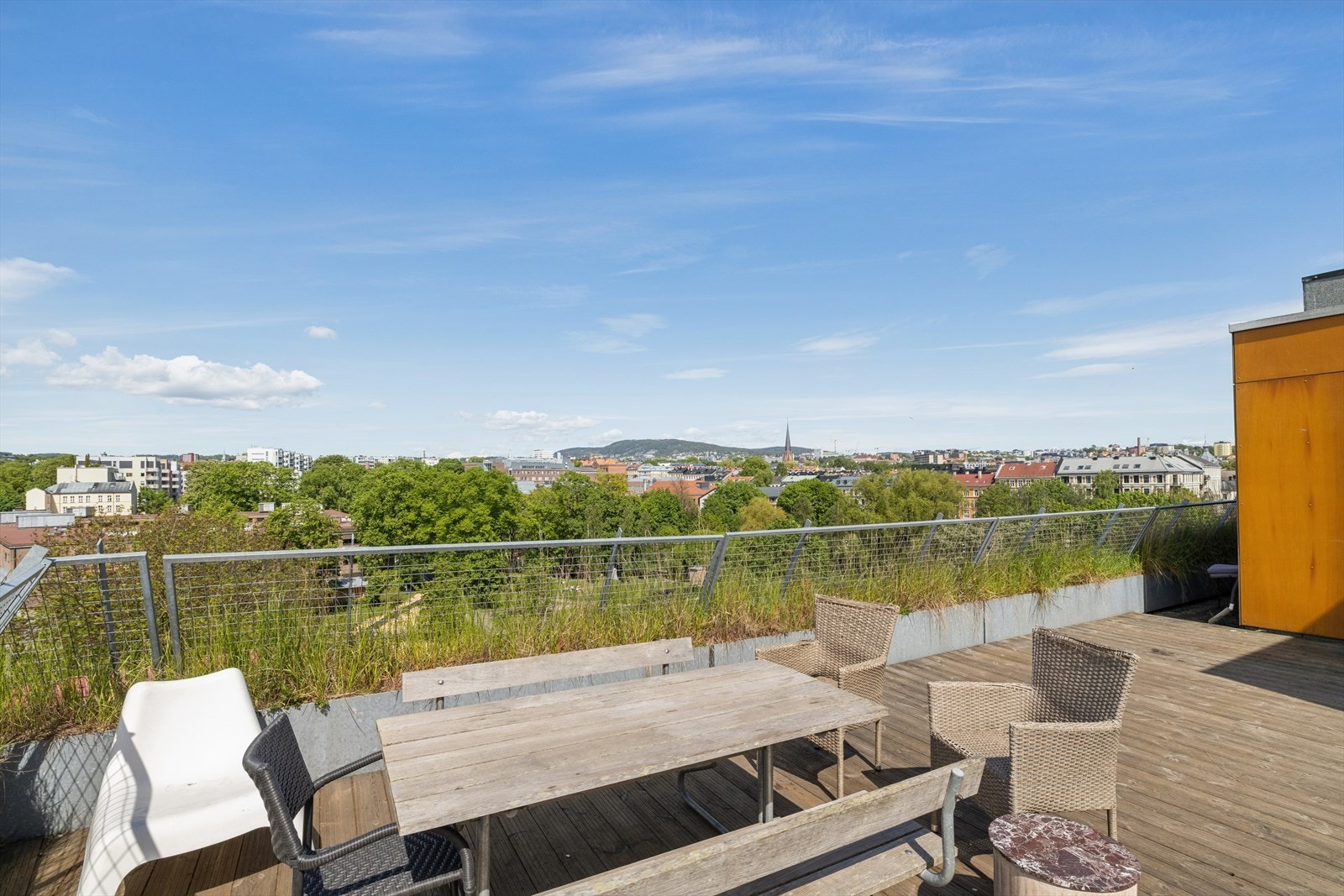 Flott utsikt fra takterrassen. Galleribilde