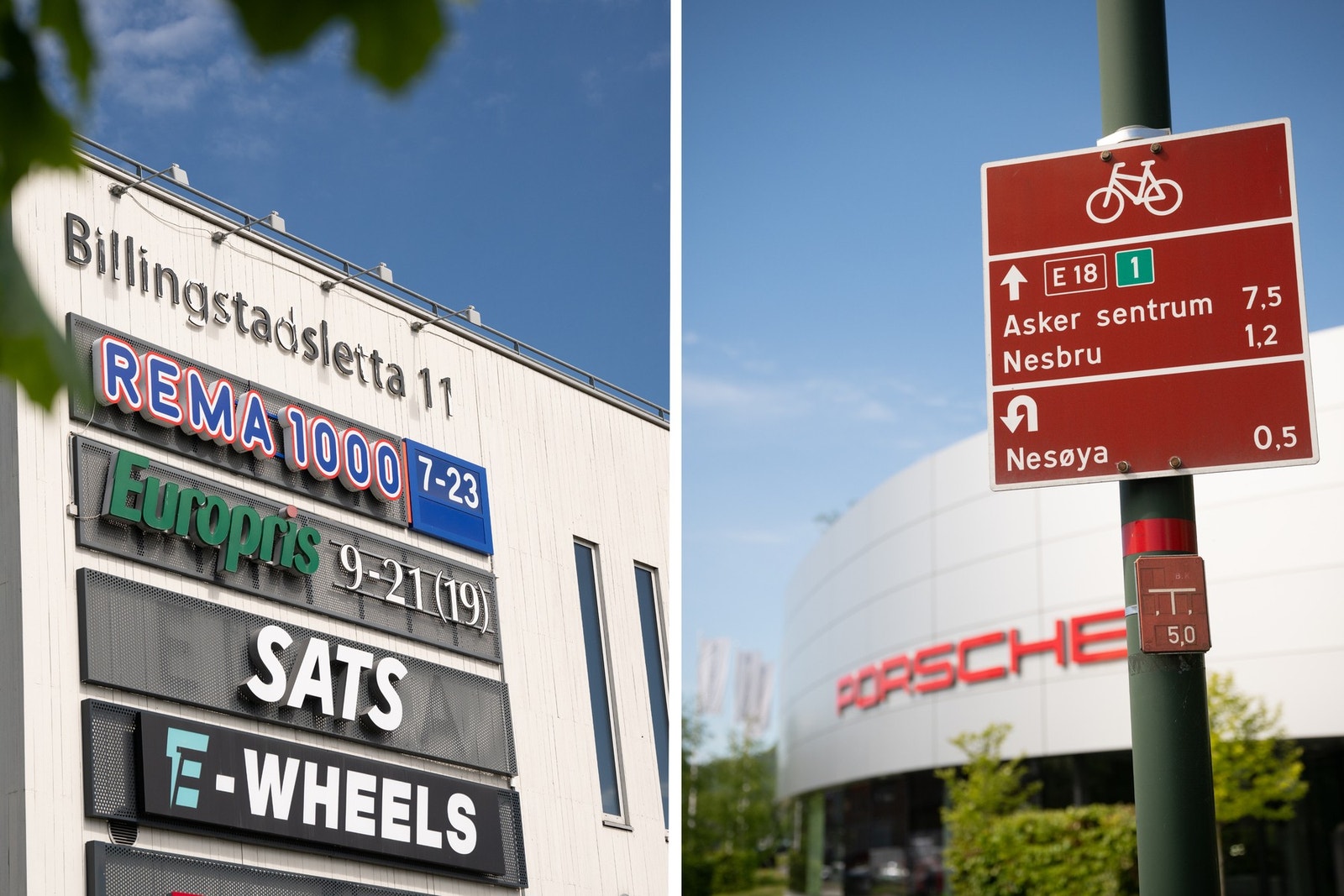 Det er innendørs adkomst til handlesenter på Billingstad. Her er det Sats, Europris og REMA1000. Galleribilde