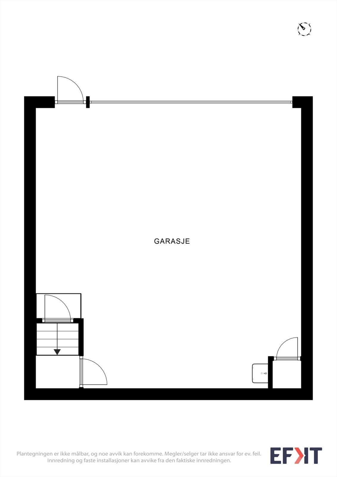 1. etasje i garasjebygget består av en romslig garasje og bodplass. Galleribilde