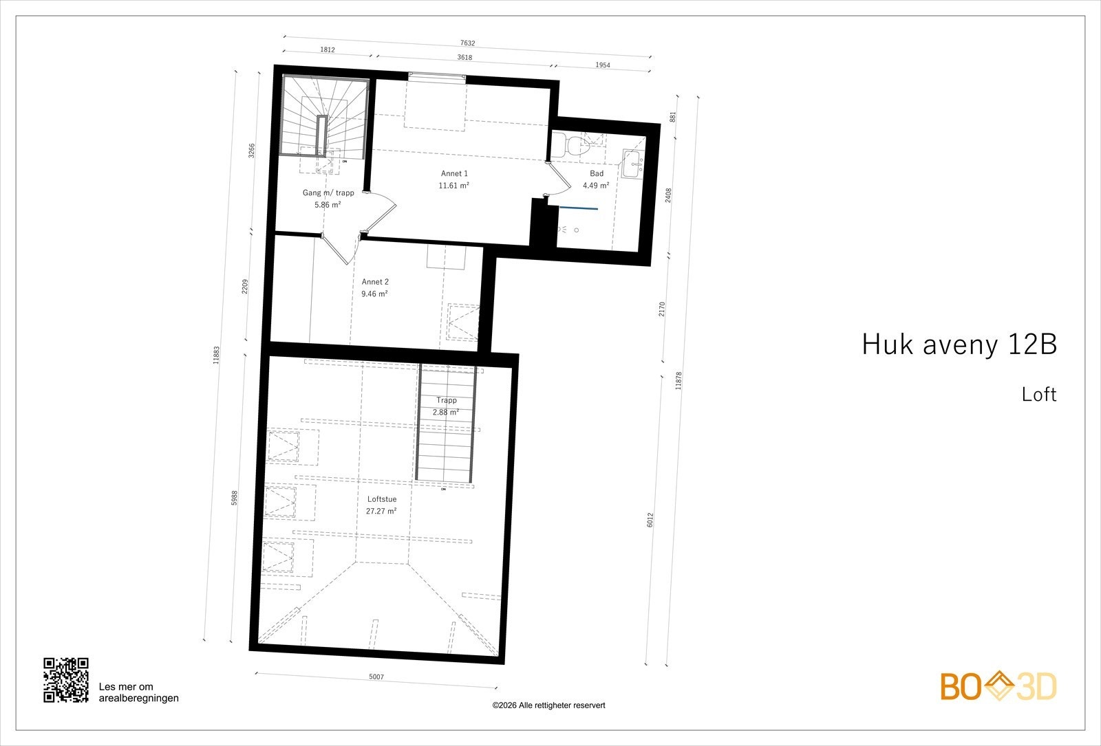 Plantegning Loftsetasje Portnerbolig/Sidebygning Galleribilde