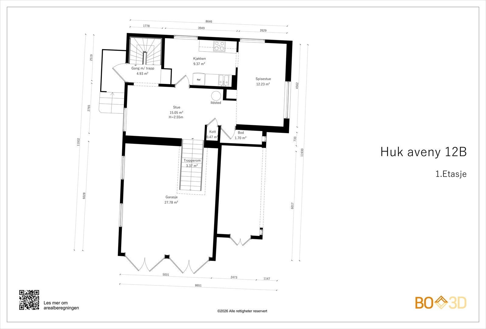 Plantegning 1. etasje Portnerbolig/Sidebygning Galleribilde