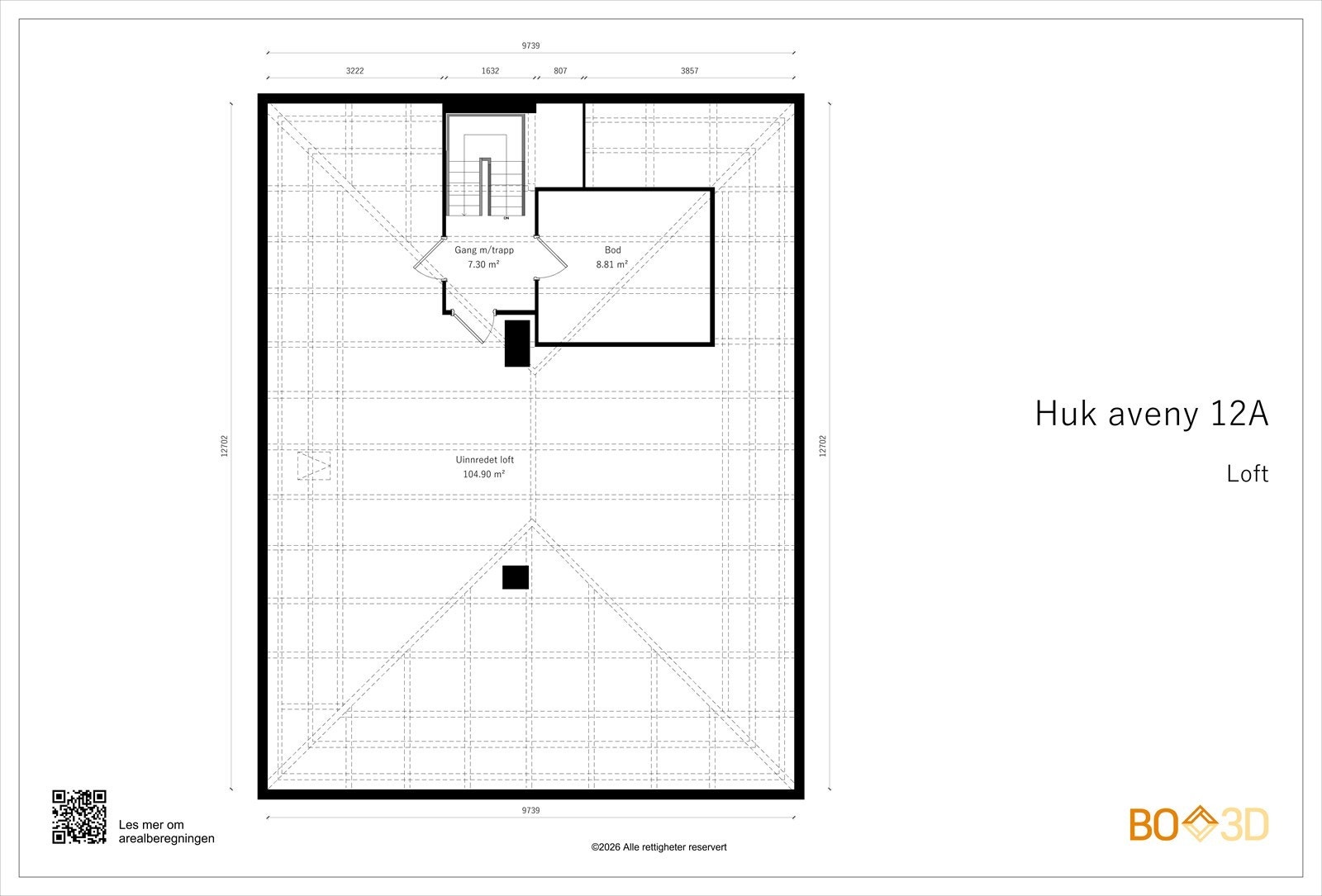 Plantegning loft Hovedhus Galleribilde