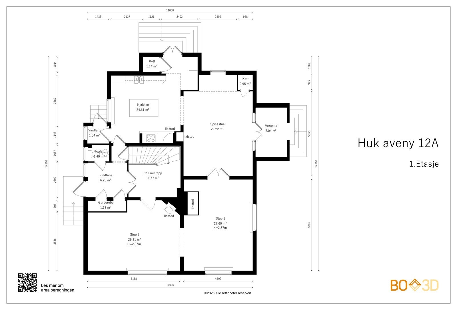 Plantegning 1. etasje hovedhus Galleribilde