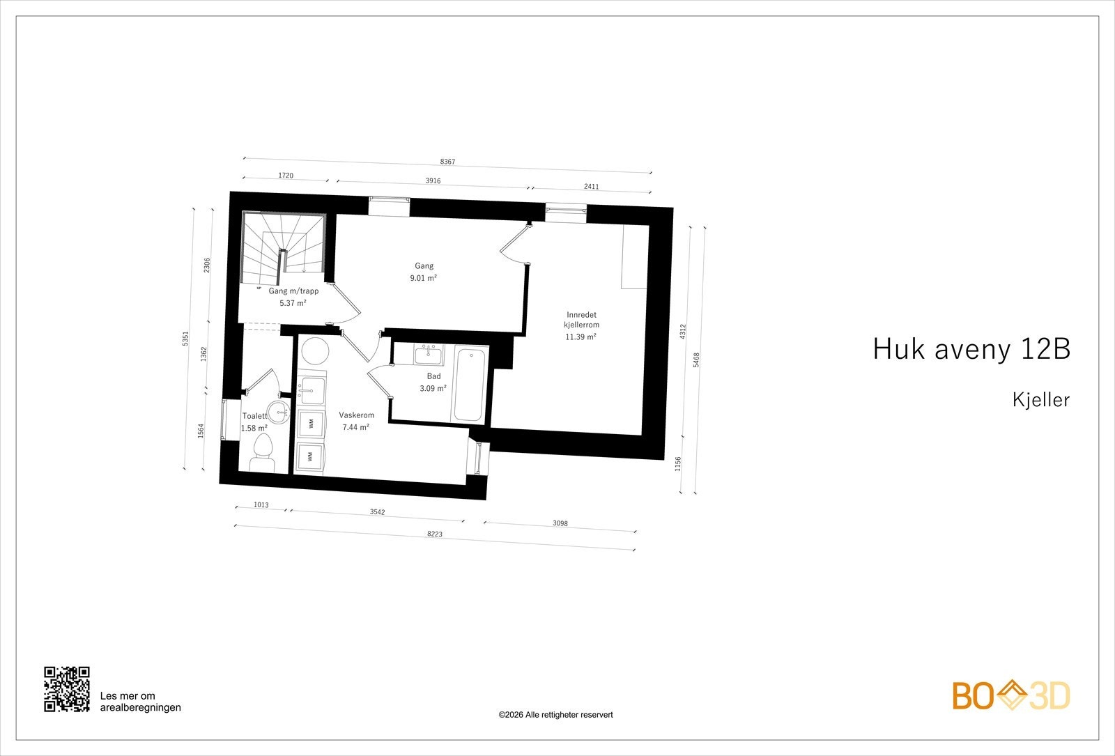 Plantegning Kjeller Portnerbolig/Sidebygning Galleribilde