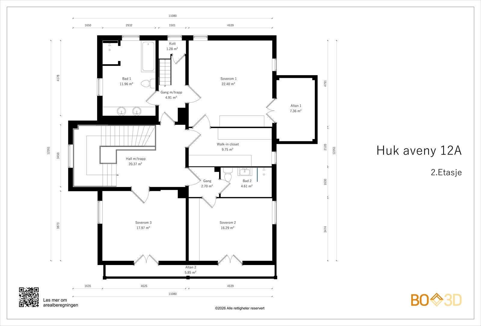 Plantegning 2. etasje Hovedhus Galleribilde