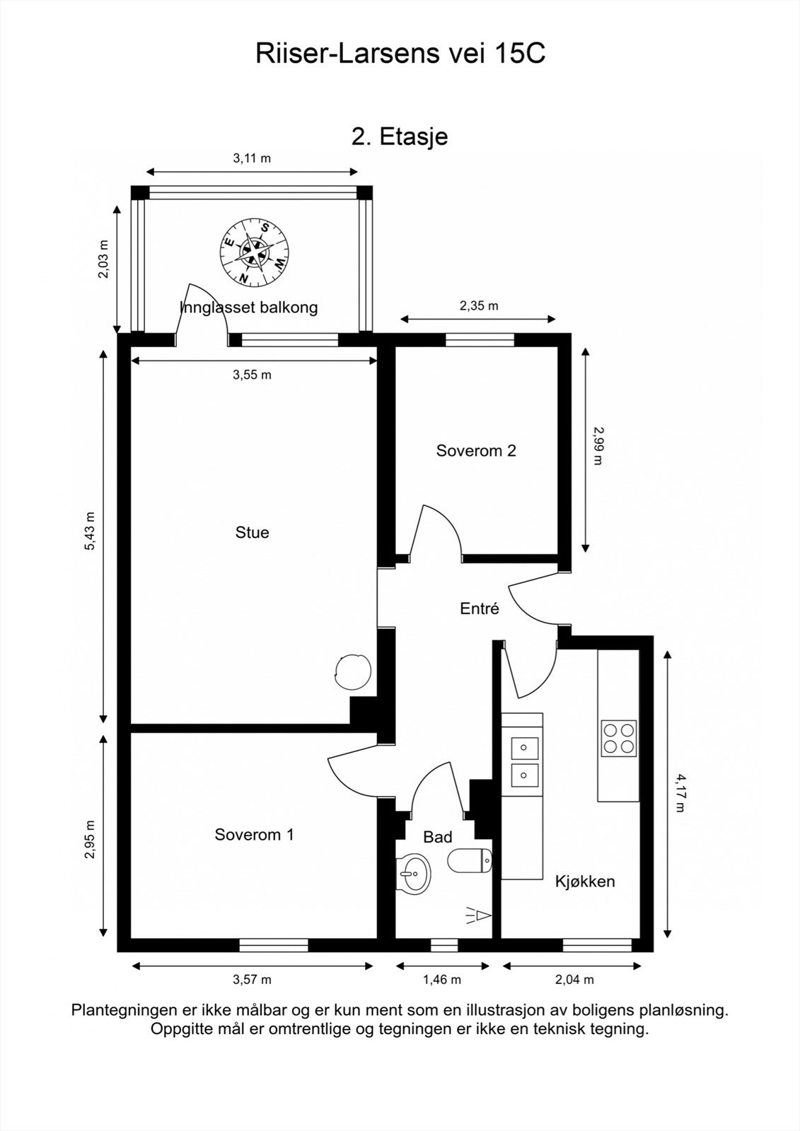 Plantegning. Det er to boder i kjeller i samme oppgang som leiligheten. Bodene er målt til henholdsvis ca. 6,5 m² og ca. 7 m² Galleribilde