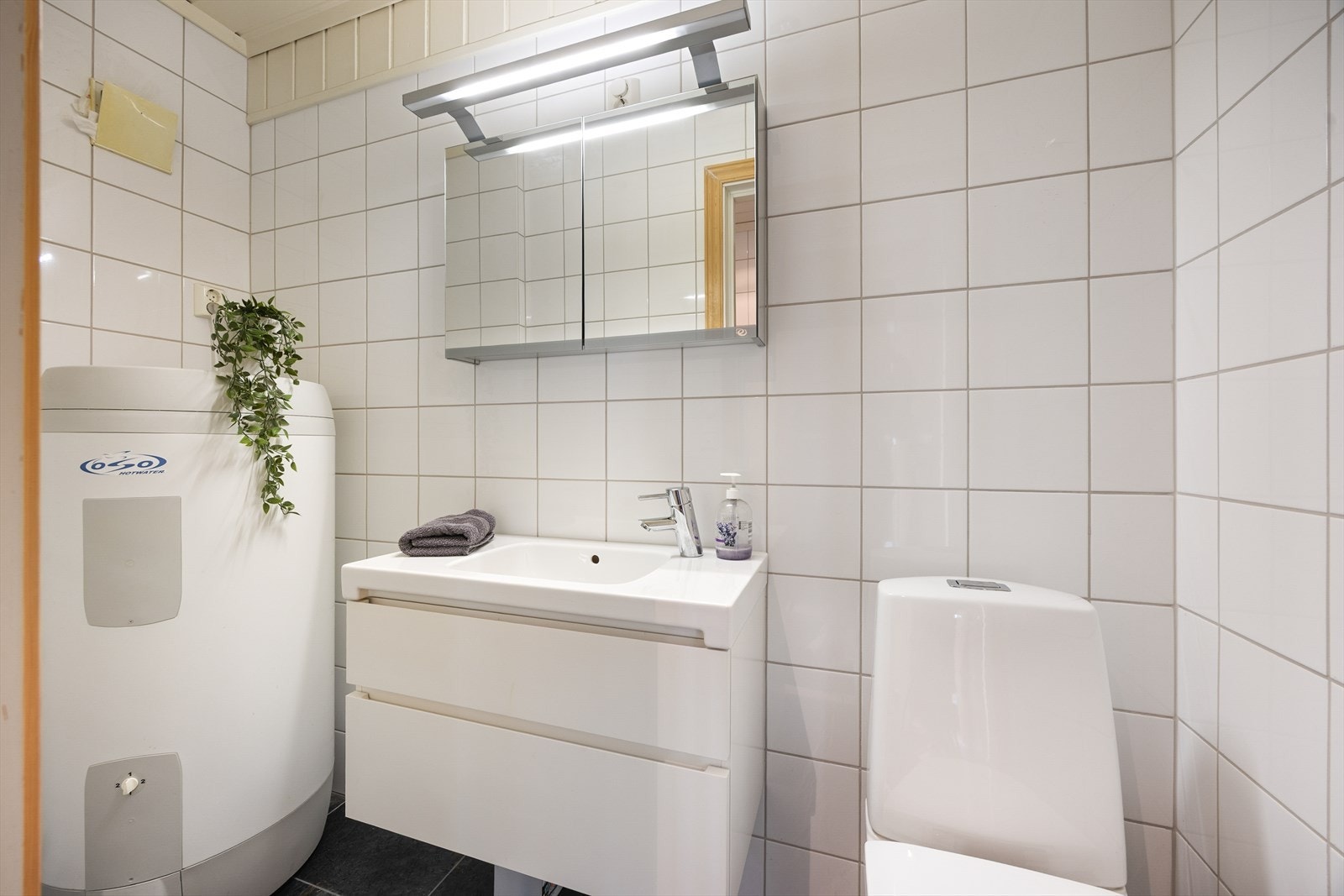 Toalettrom i hagestuen med nedfelt servant. Galleribilde