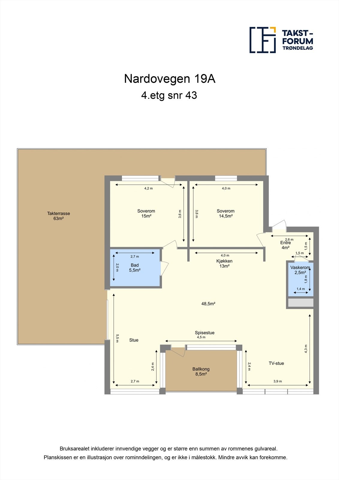 Leiligheten har en arealeffektiv planløsning med to soverom, separat vaskerom og en stor, åpen stue- og kjøkkensone. Galleribilde