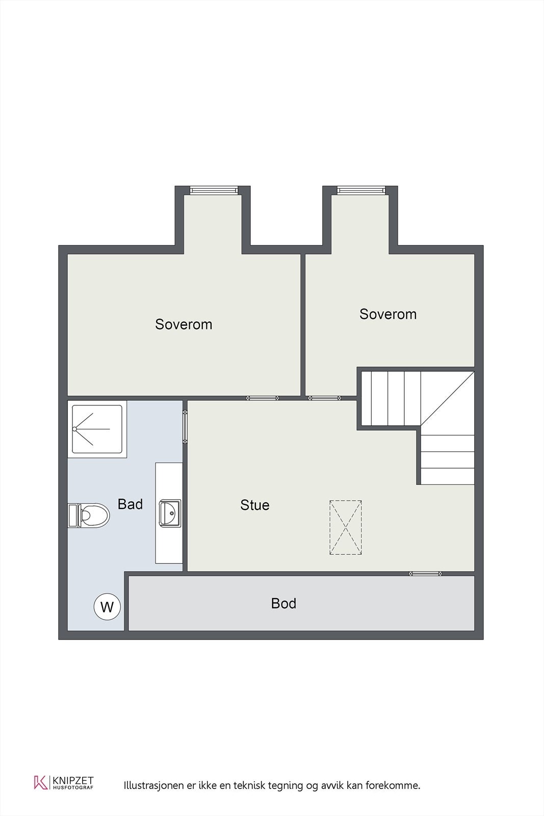 Plantegning loftsetasje. Galleribilde