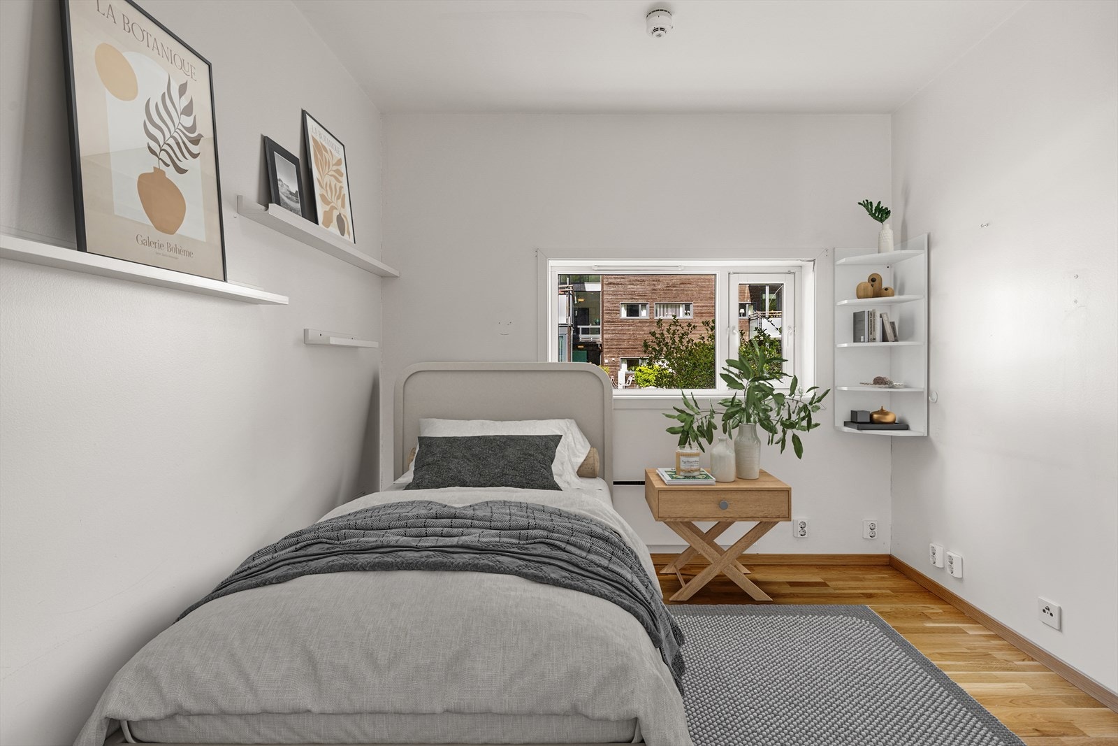 Soverom nr 2 med plass til seng, komode og kan også brukast som barnerom eller kontor. (Bilde er illustrert av AI). Galleribilde