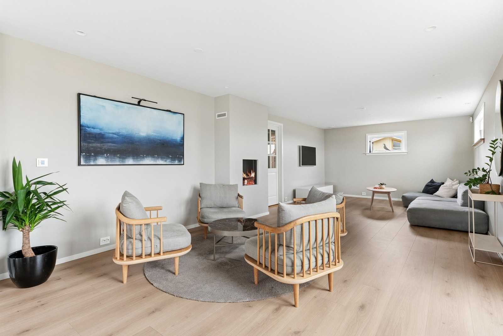 Stue med naturlige soner. Galleribilde
