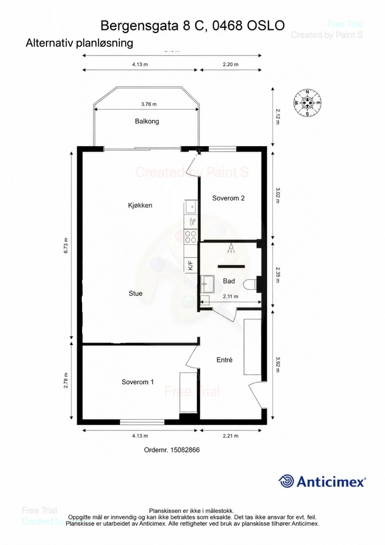 Alternativ planløsning - 3-roms Galleribilde