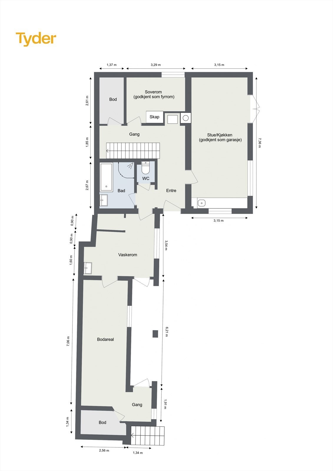Homans vei 17 (Hovedhus)- plantegning underetasje Galleribilde