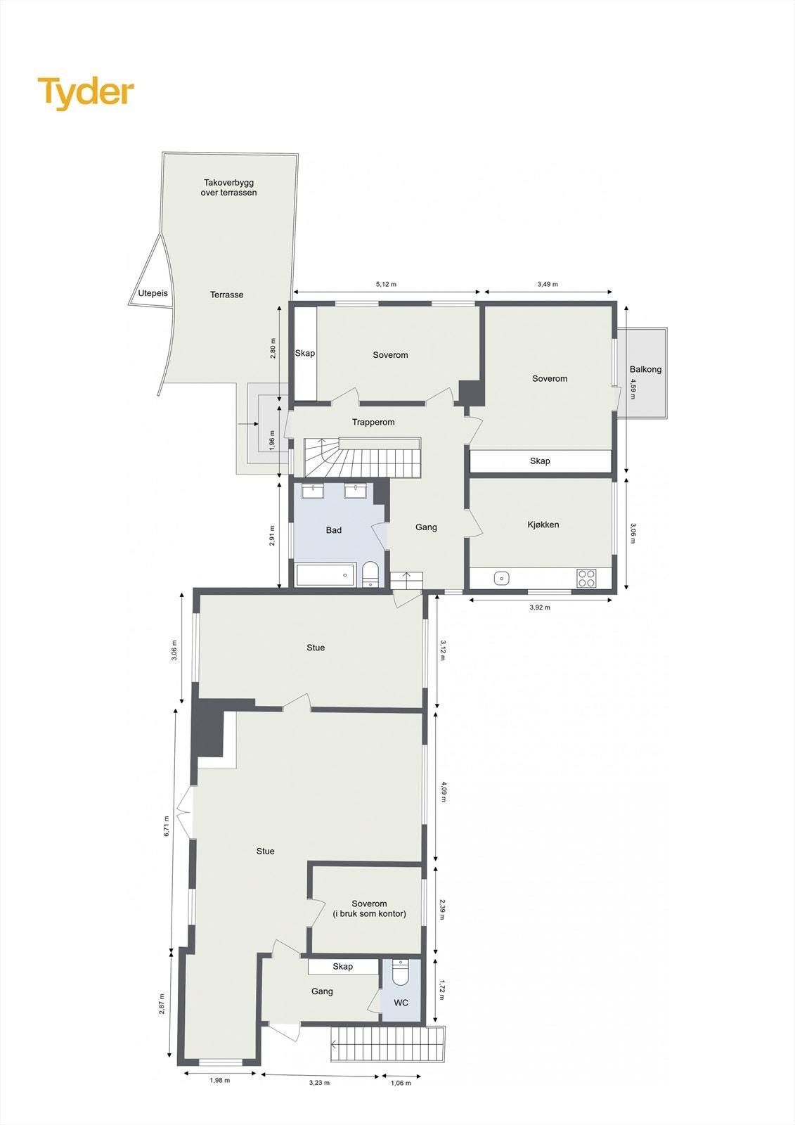 Homans vei 17 (Hovedhus)- plantegning 1. etasje Galleribilde