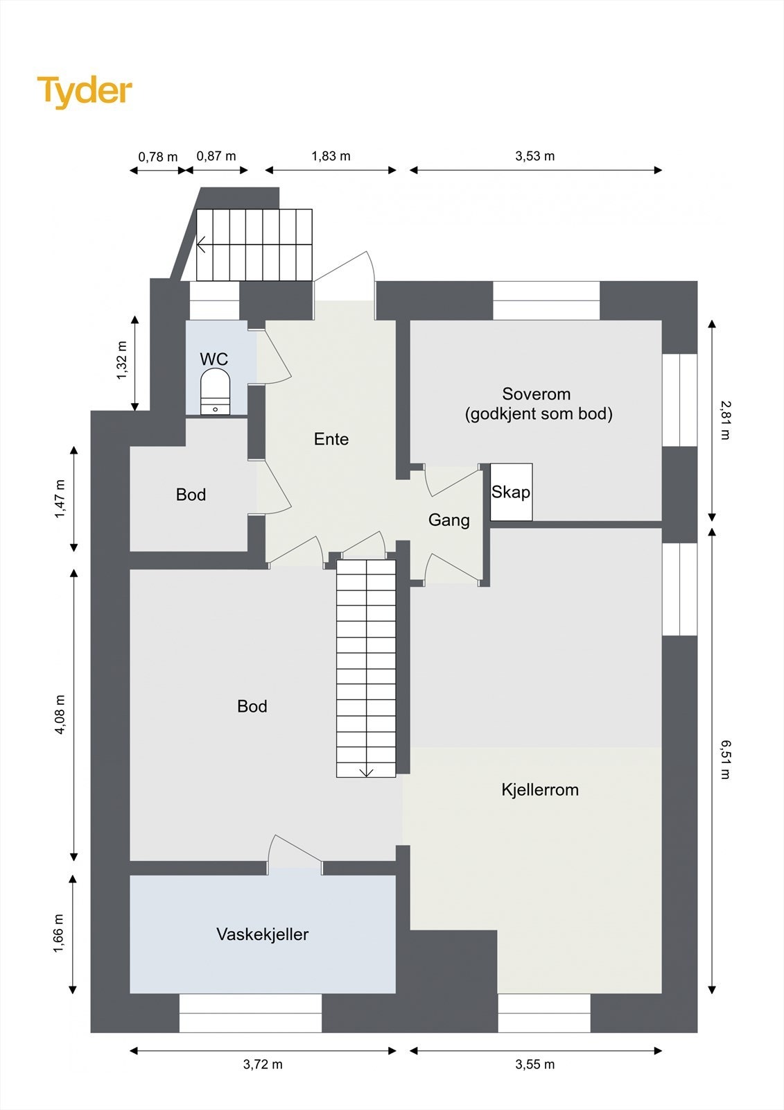 Homans vei 19 (Laftet bolig) - plantegning underetasje Galleribilde