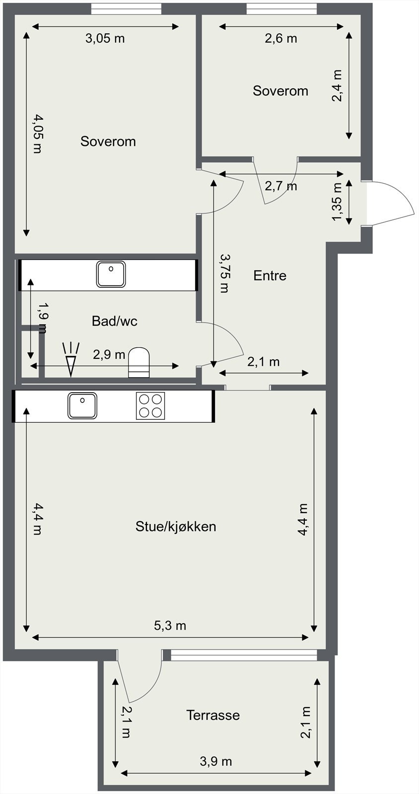Plantegning med mål Galleribilde