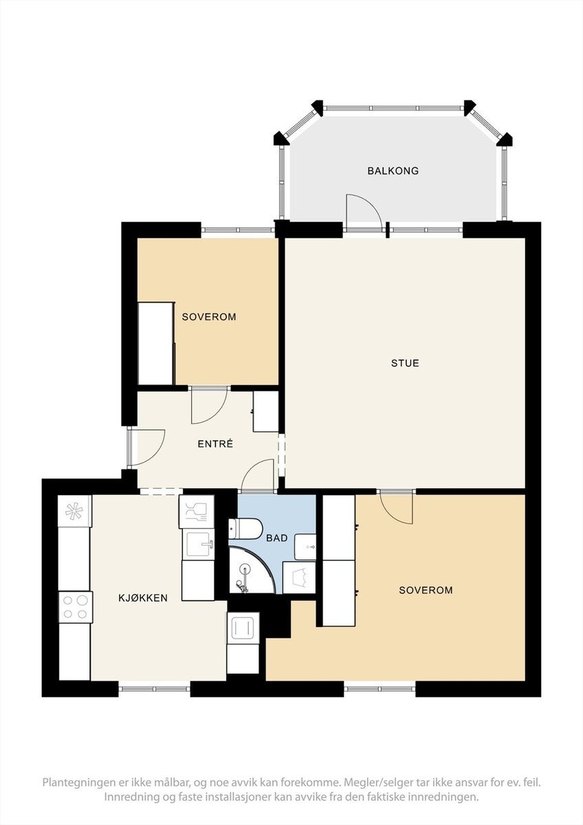 Leiligheten er på 65 kvadratmeter Galleribilde