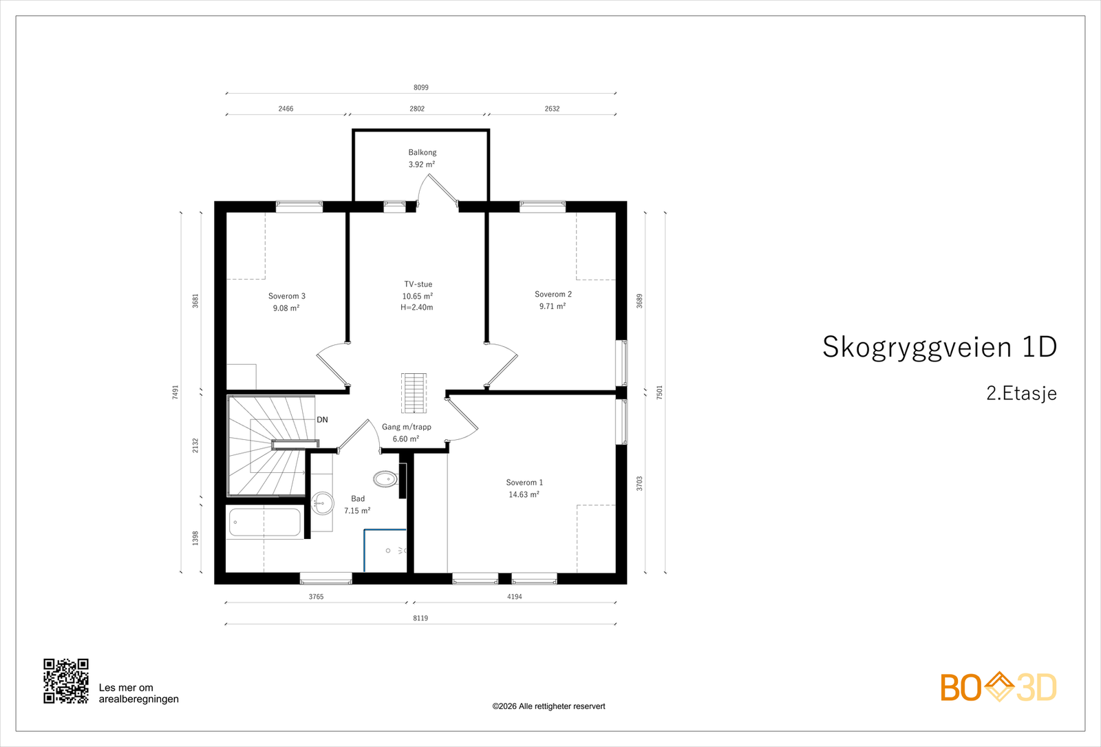 Dagens planløsning av 2. etasje. Galleribilde